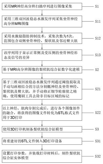 MR image-based piriformis syndrome model and preparation method thereof