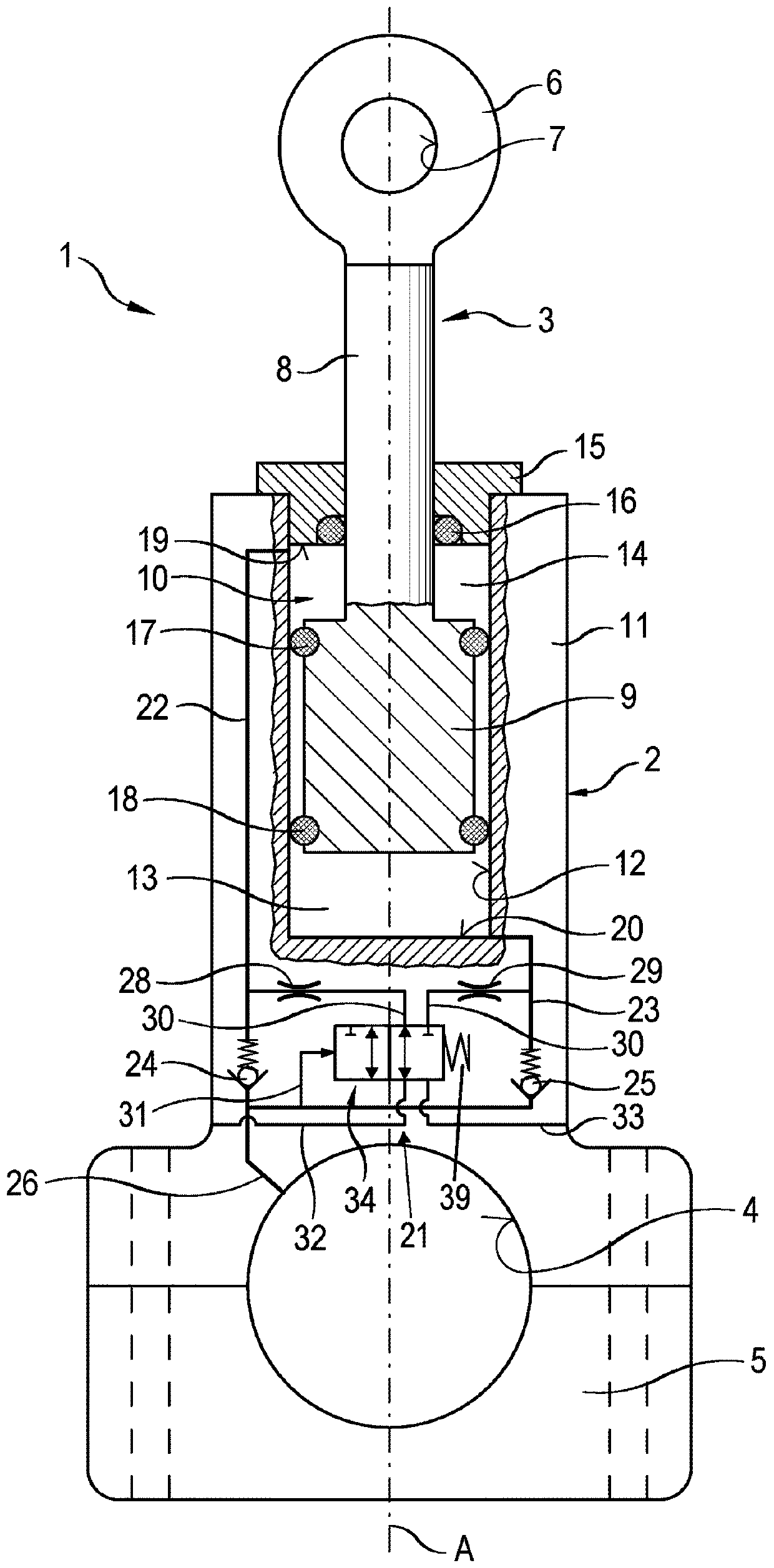 Length-adjustable connecting rod with hydraulic control device