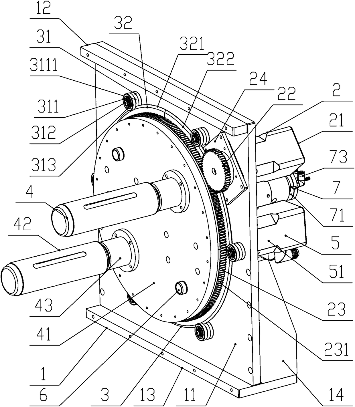 Rotary reeling and unreeling mechanism of round cutter die cutting machine