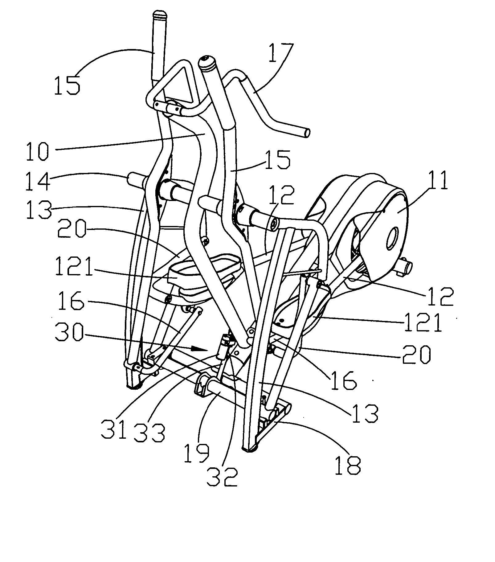 Pace-adjusting mechanism of an elliptical cross trainer