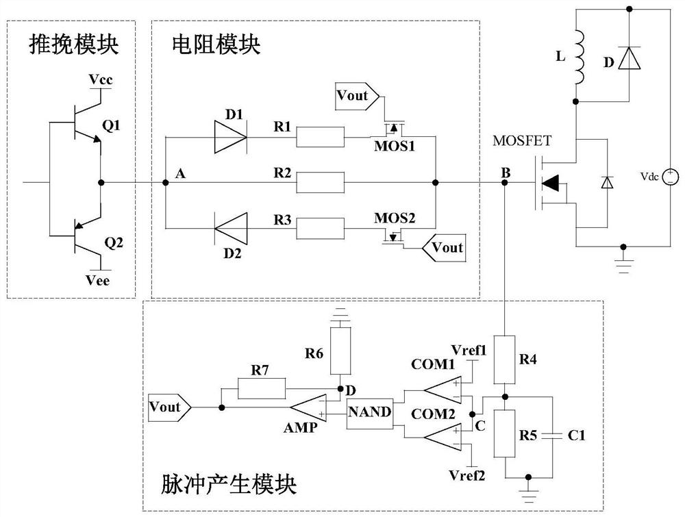 Active driving circuit and method of MOSFET