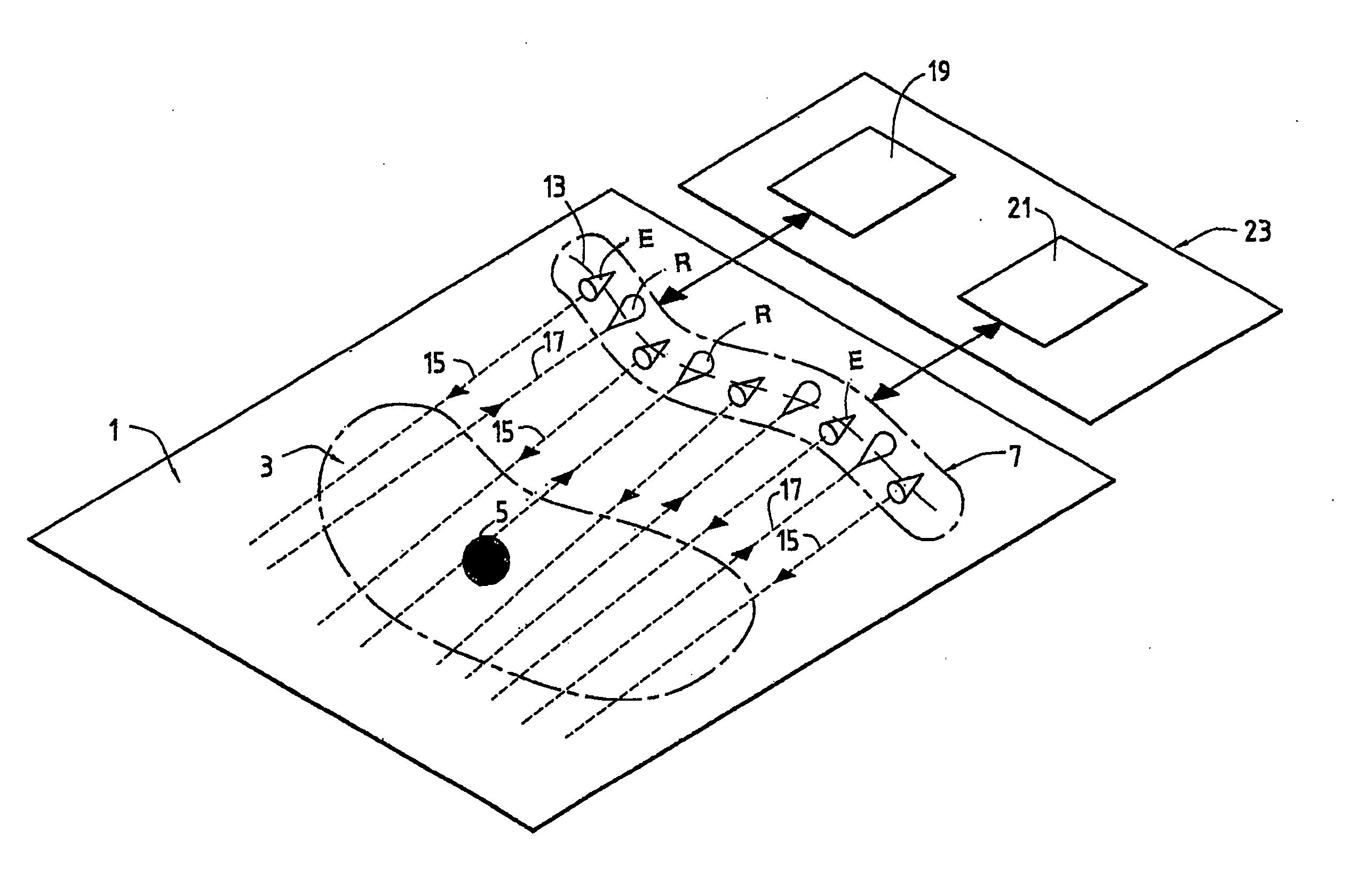 Method and a device for optically detecting the position of an object by measuring the light reflected by this object