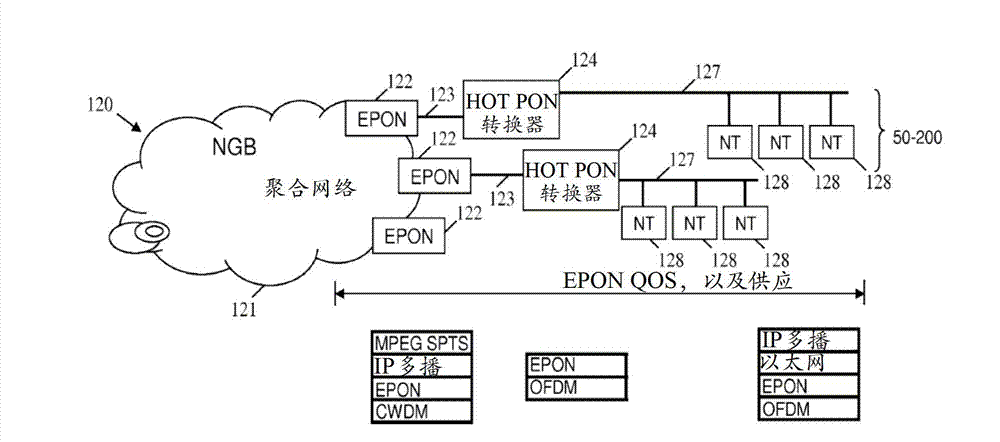 Hybrid orthogonal frequency division multiplexing time domain multiplexing passive optical network