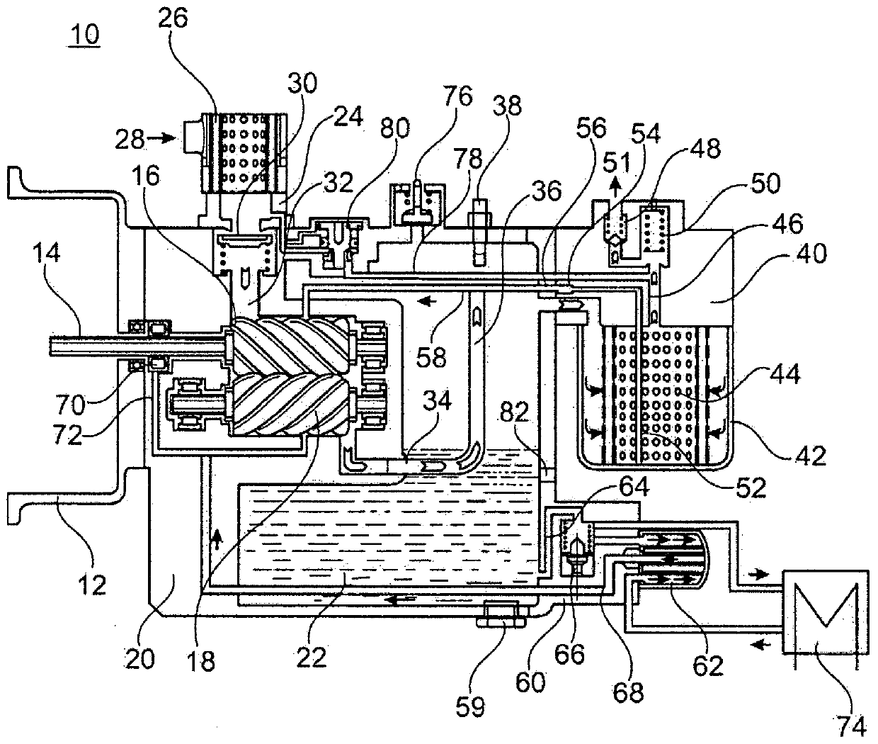 Screw compressor for a utility vehicle