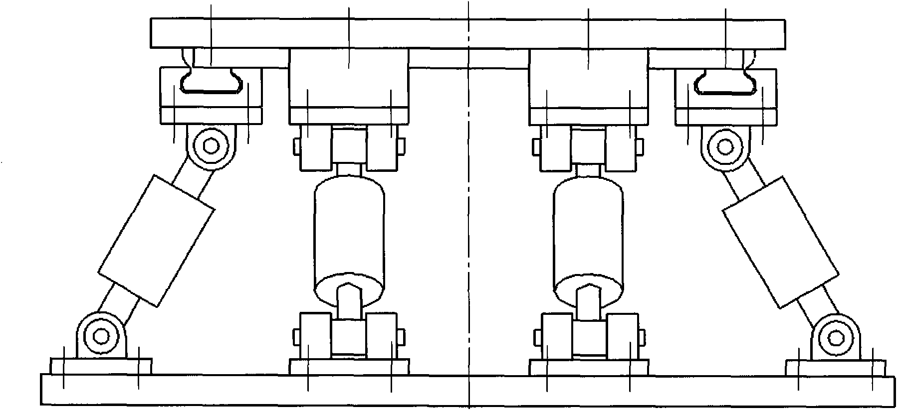 Triaxial vibration-decreasing/vibration-isolating platform of hammer crusher