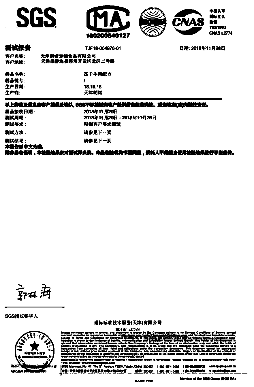 Freeze-dried pet food and preparation process thereof