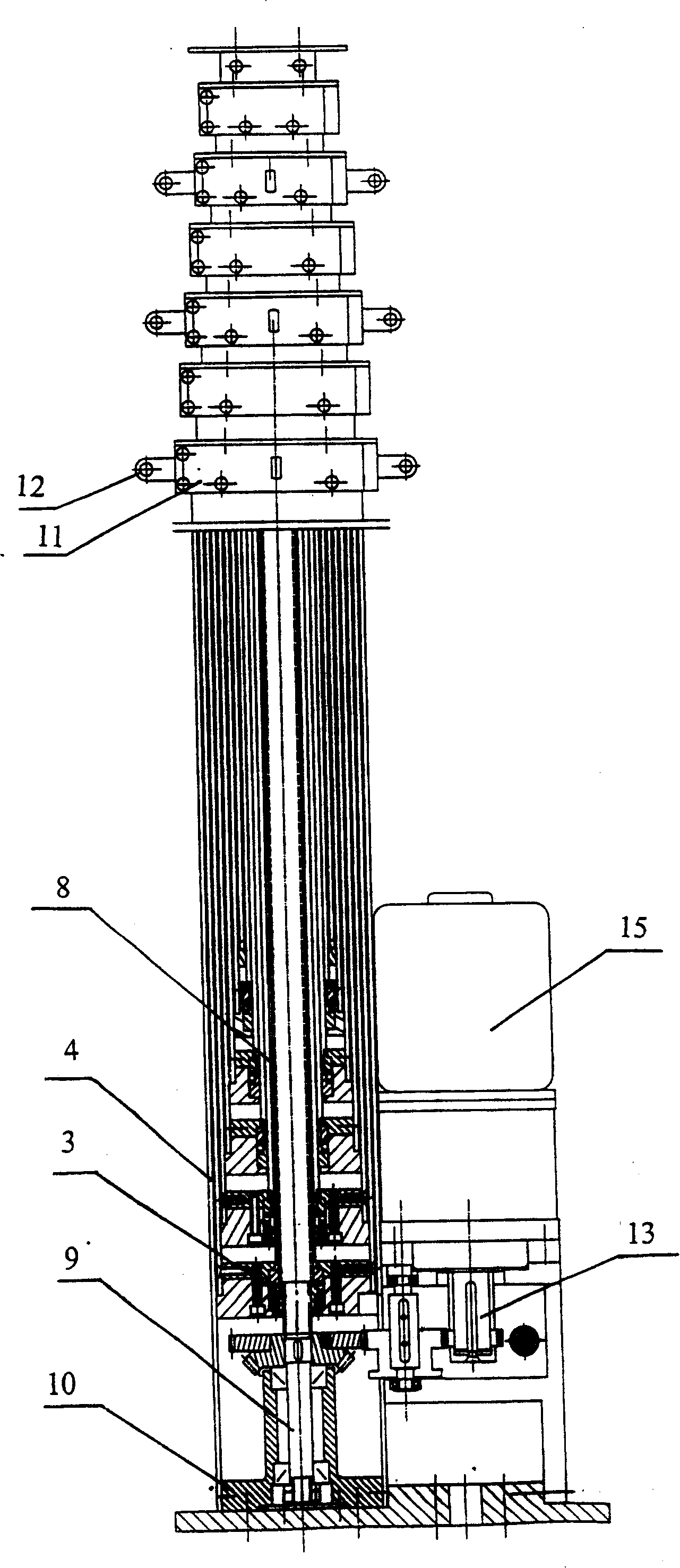 Square tubular screw rod transmission lifting lever