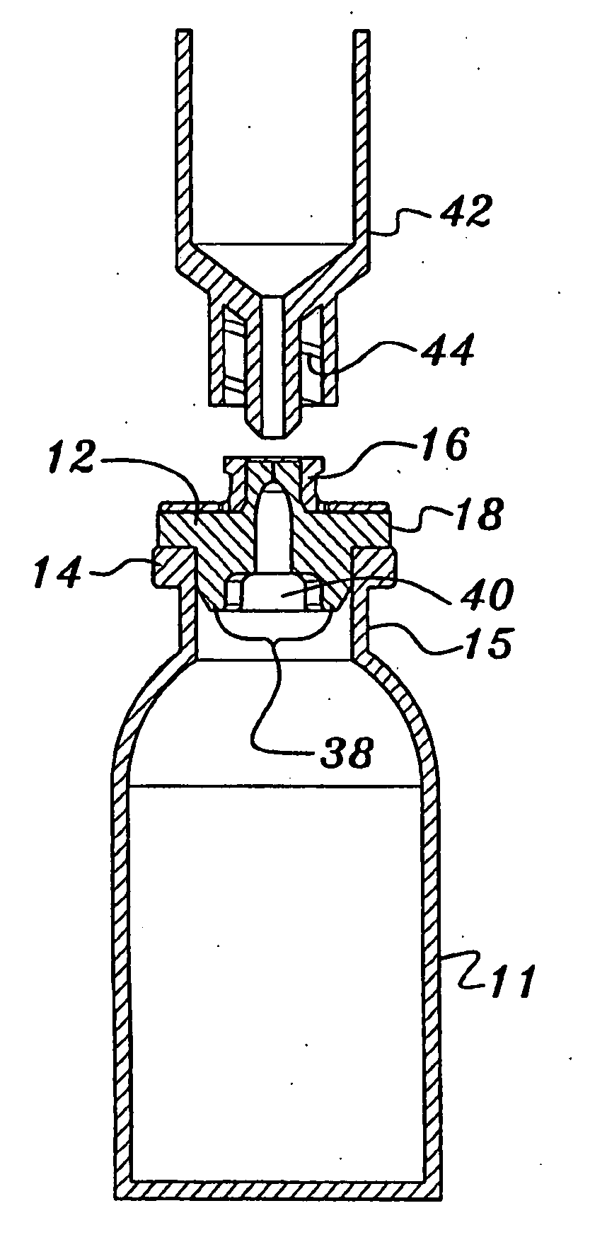 Needleless access vial