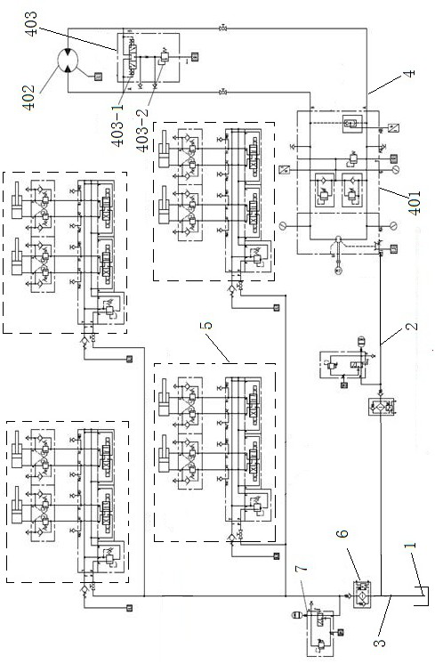 Hydraulic control system of excavating device of cantilever tunneling machine