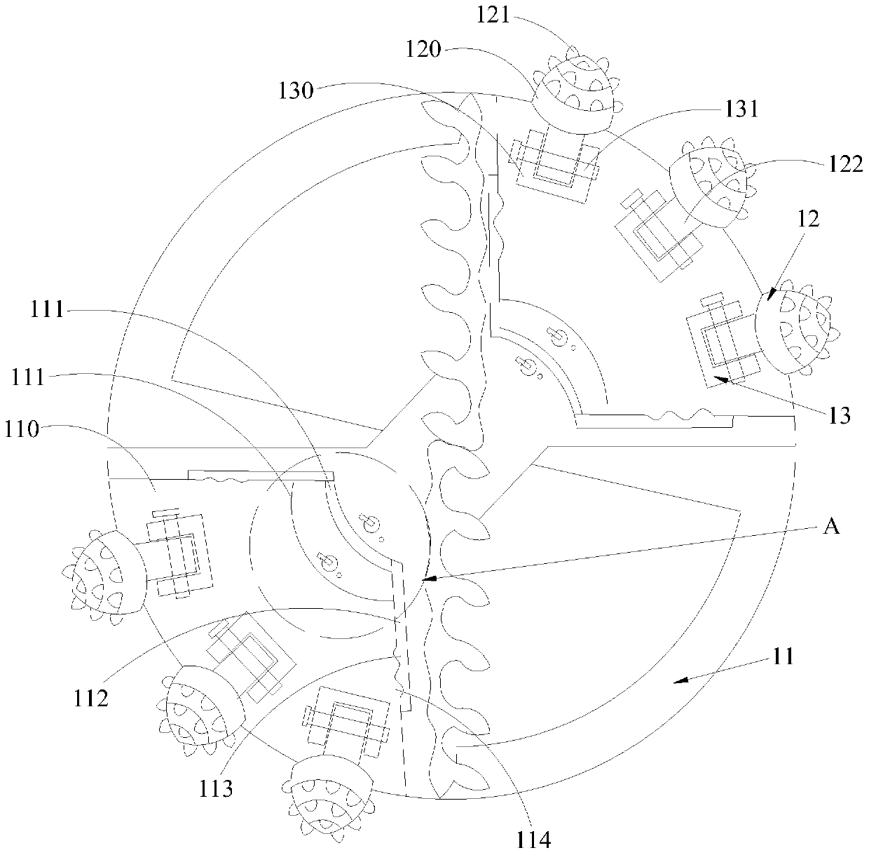 Reamer bit structure of sand-bailing hopper for embedding rocks onto secant pile