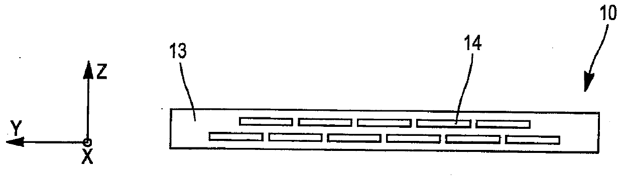 Tyre comprising reinforcing elements in the form of laminated strips