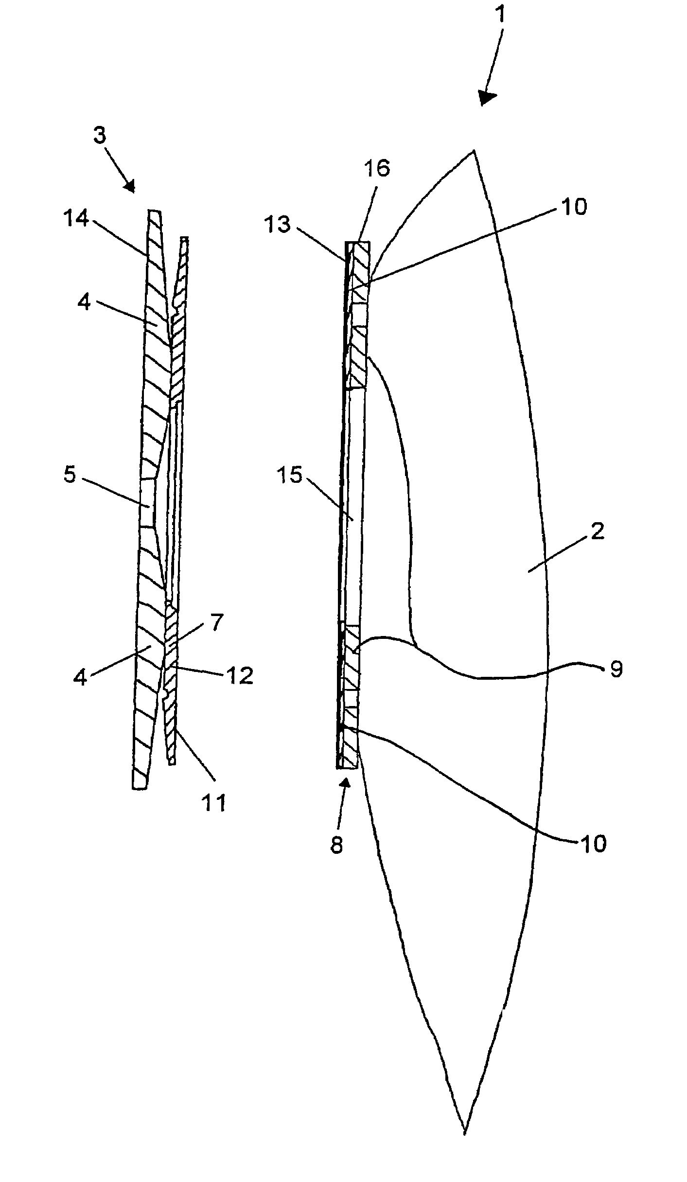 Ostomy device including a collecting bag and a base plate, and an ostomy collecting bag