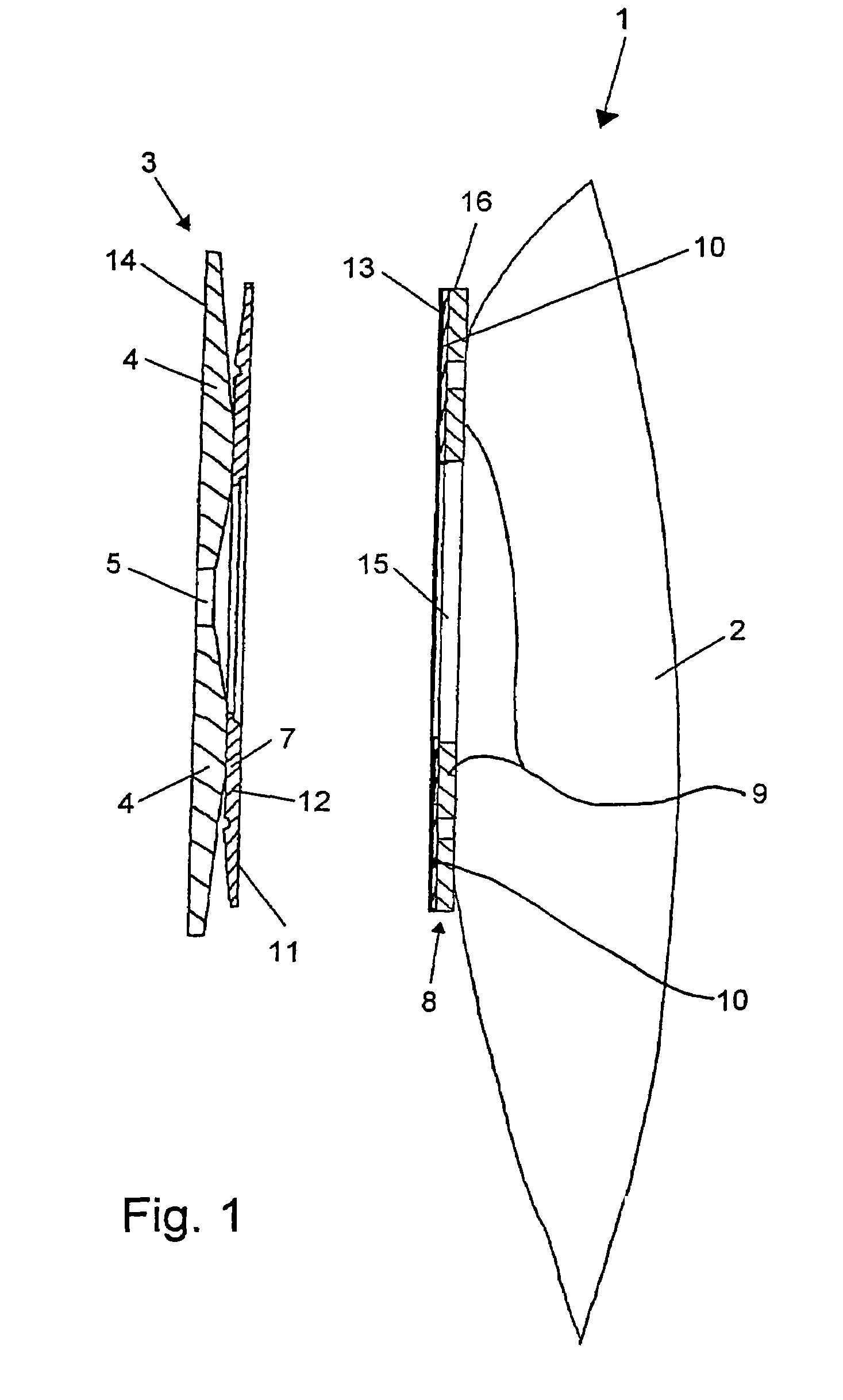 Ostomy device including a collecting bag and a base plate, and an ostomy collecting bag