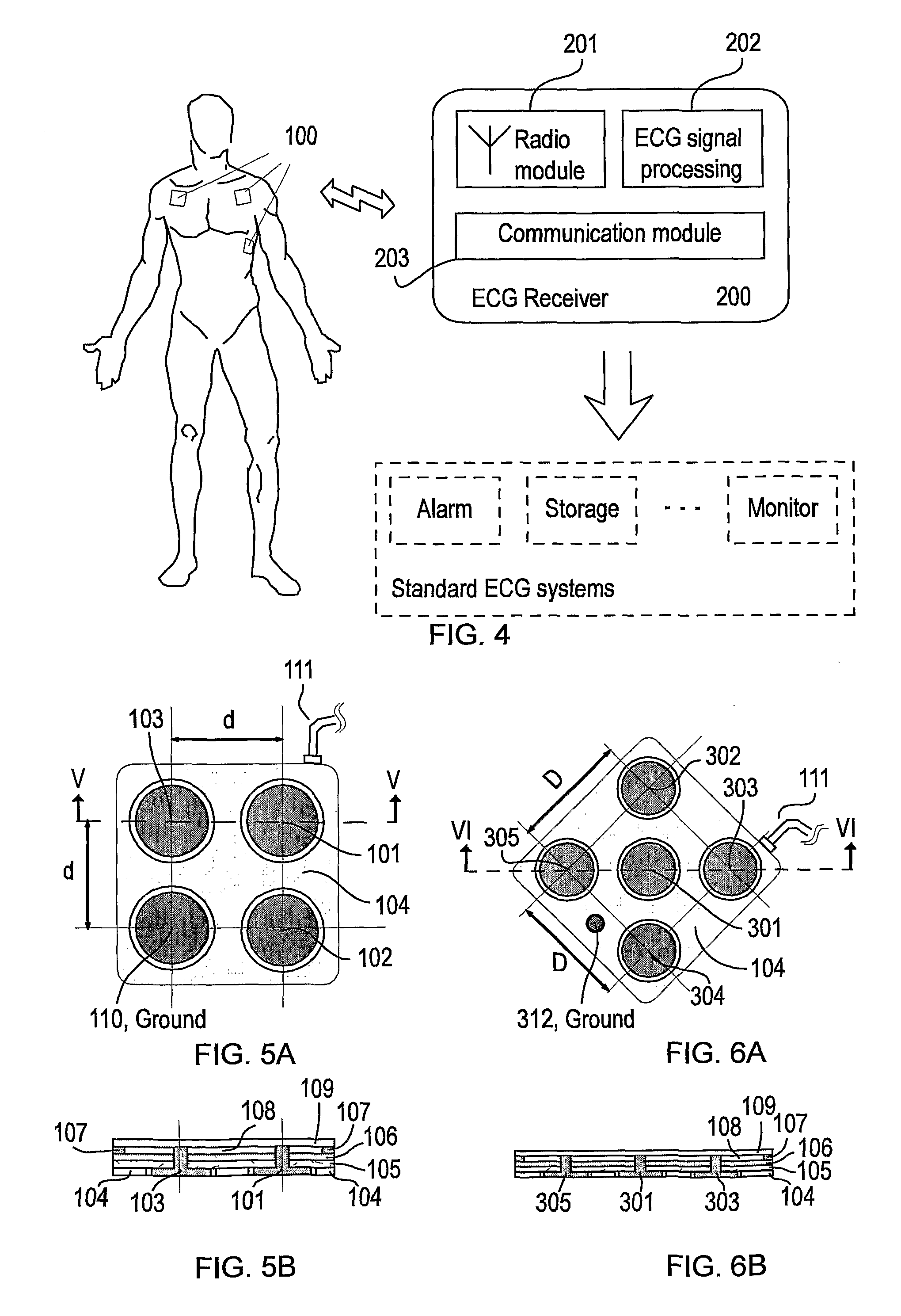 System and method for wireless generation of standard ECG leads and an ECG sensing unit therefor