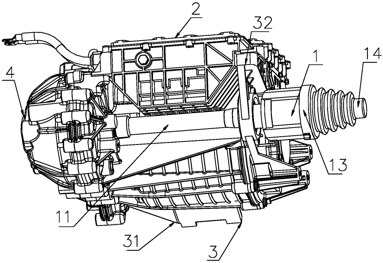 Three-in-one electric driving integrated system of new energy vehicle