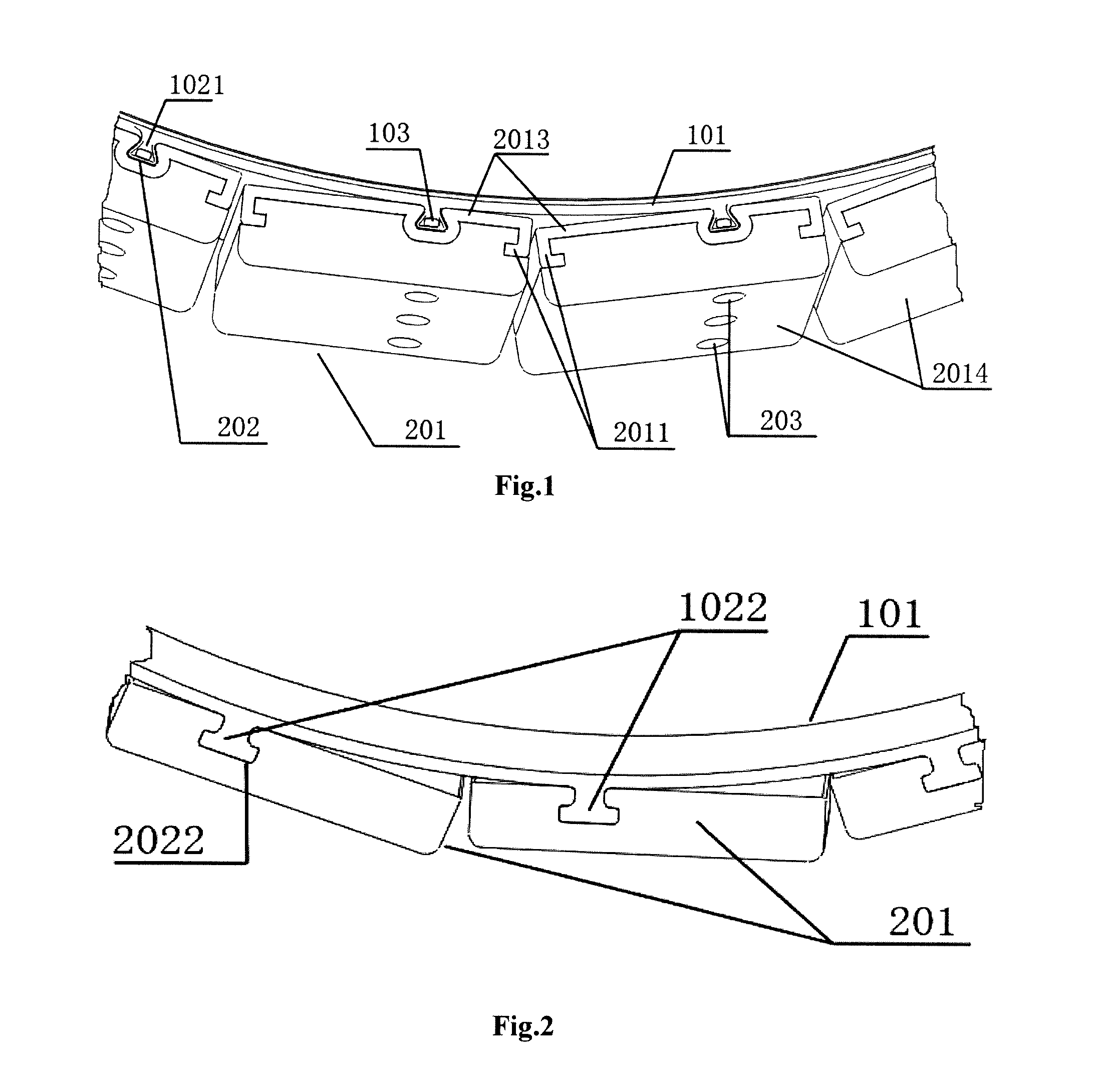 Track wheel with division of work between track and chain, methods for fitting pitch rails to flexible chain and for buffering pre-stress, and open-close type wheel axle