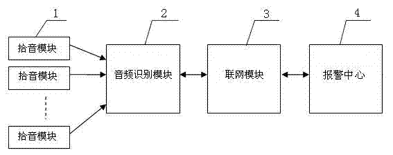 Networking alarm apparatus based on audio identification