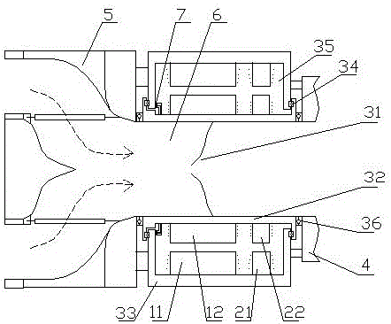 Horizontal type center-through reversely-installed fixed-paddle axial flow hydraulic generator and acting method thereof