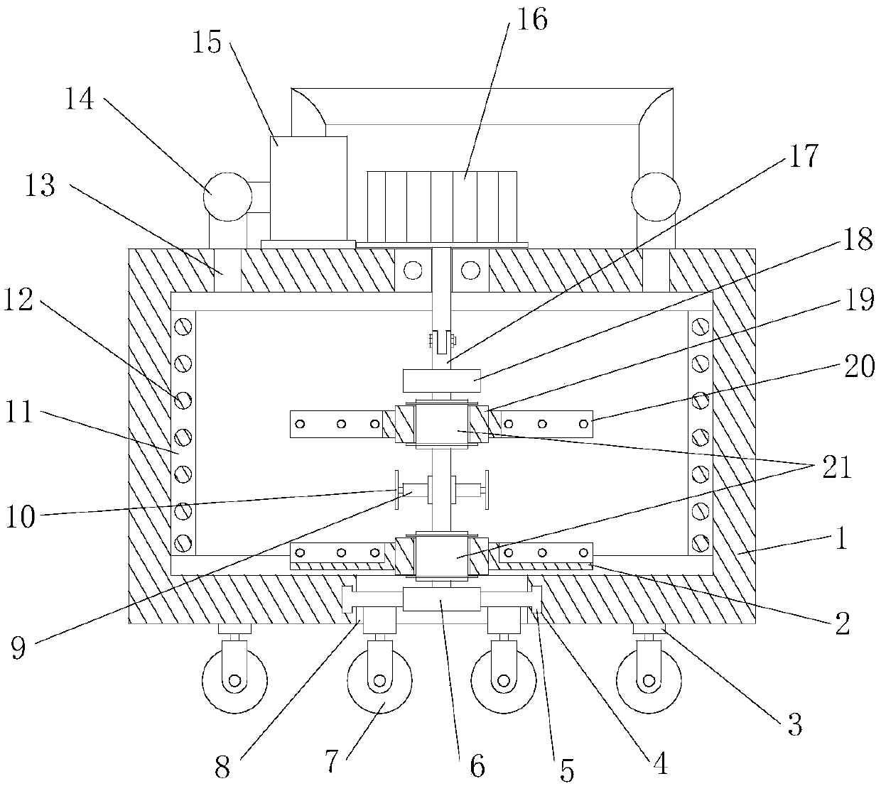 Rectangular wood chip drying device for cutting tree