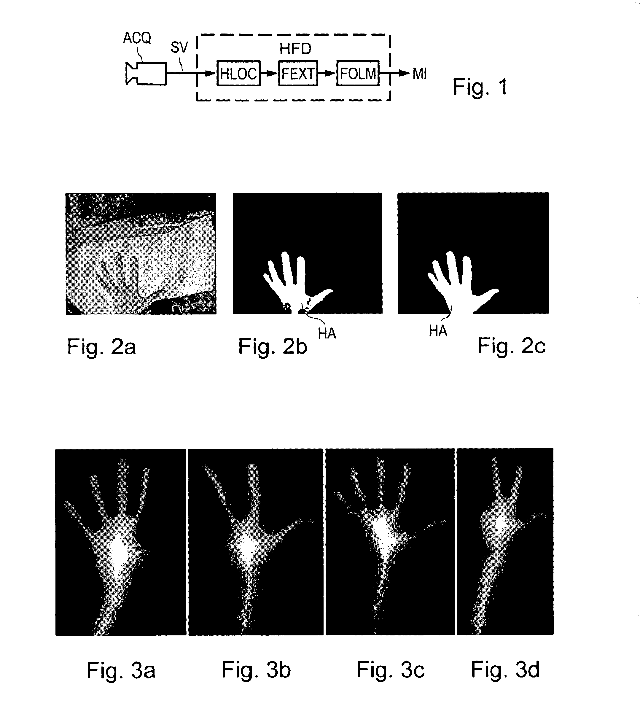 Method for automatically following hand movements in an image sequence