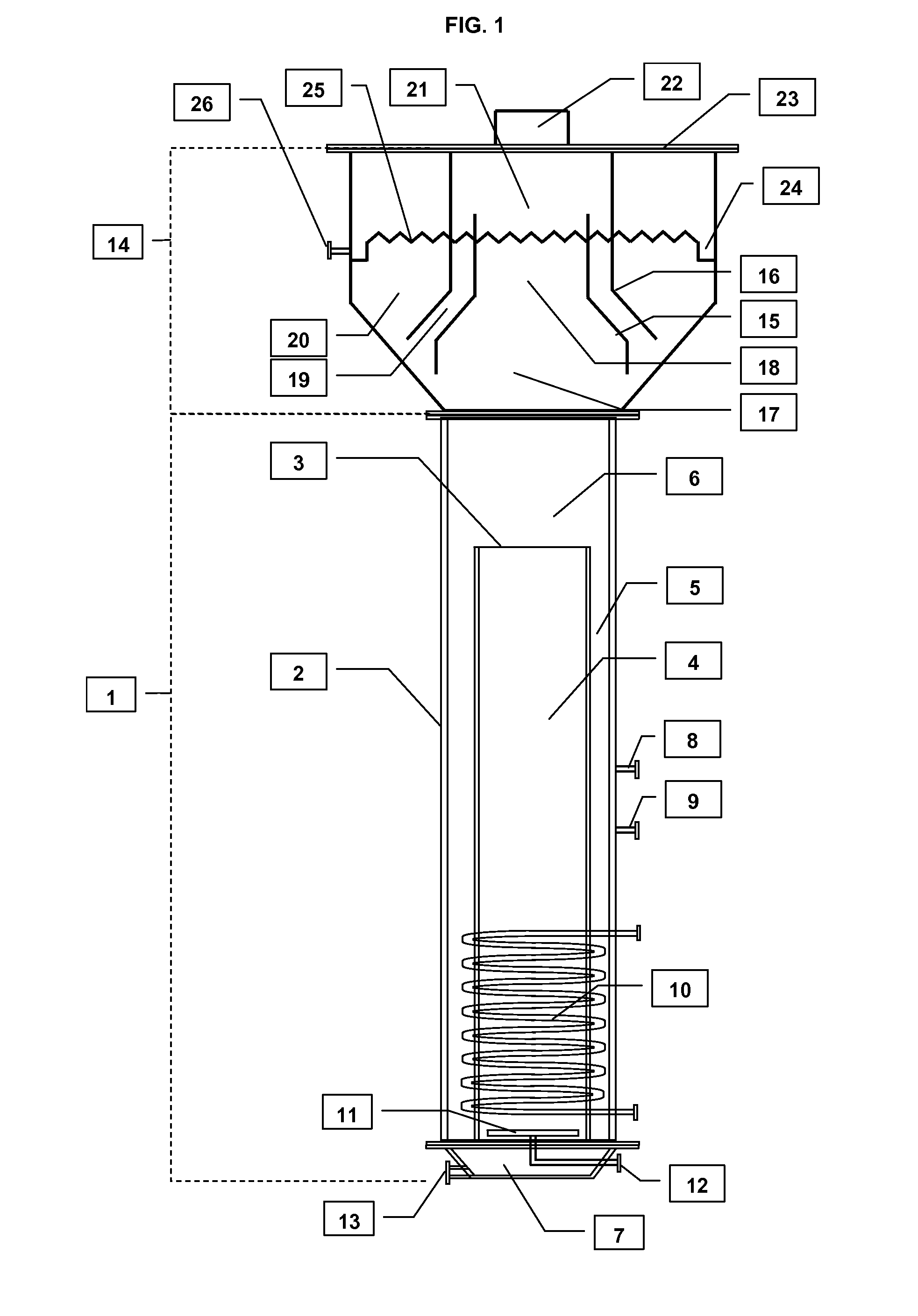 Bioreactor for continuous production of bioleaching solutions for inoculation and irrigation of sulfide-ore bioleaching heaps and dumps