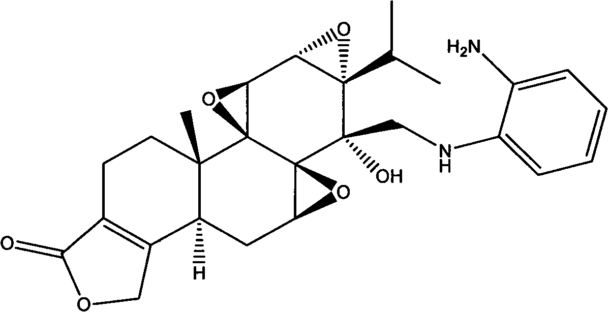 N-substituted amino phenyl-14 beta-(aminomethyl) triptodiolide derivative and preparation method and application thereof