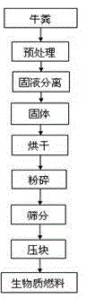 Method for producing new type of biomass fuel using cow dung