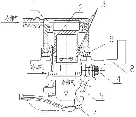 Turbine guide vane cooling air flow adjustment device