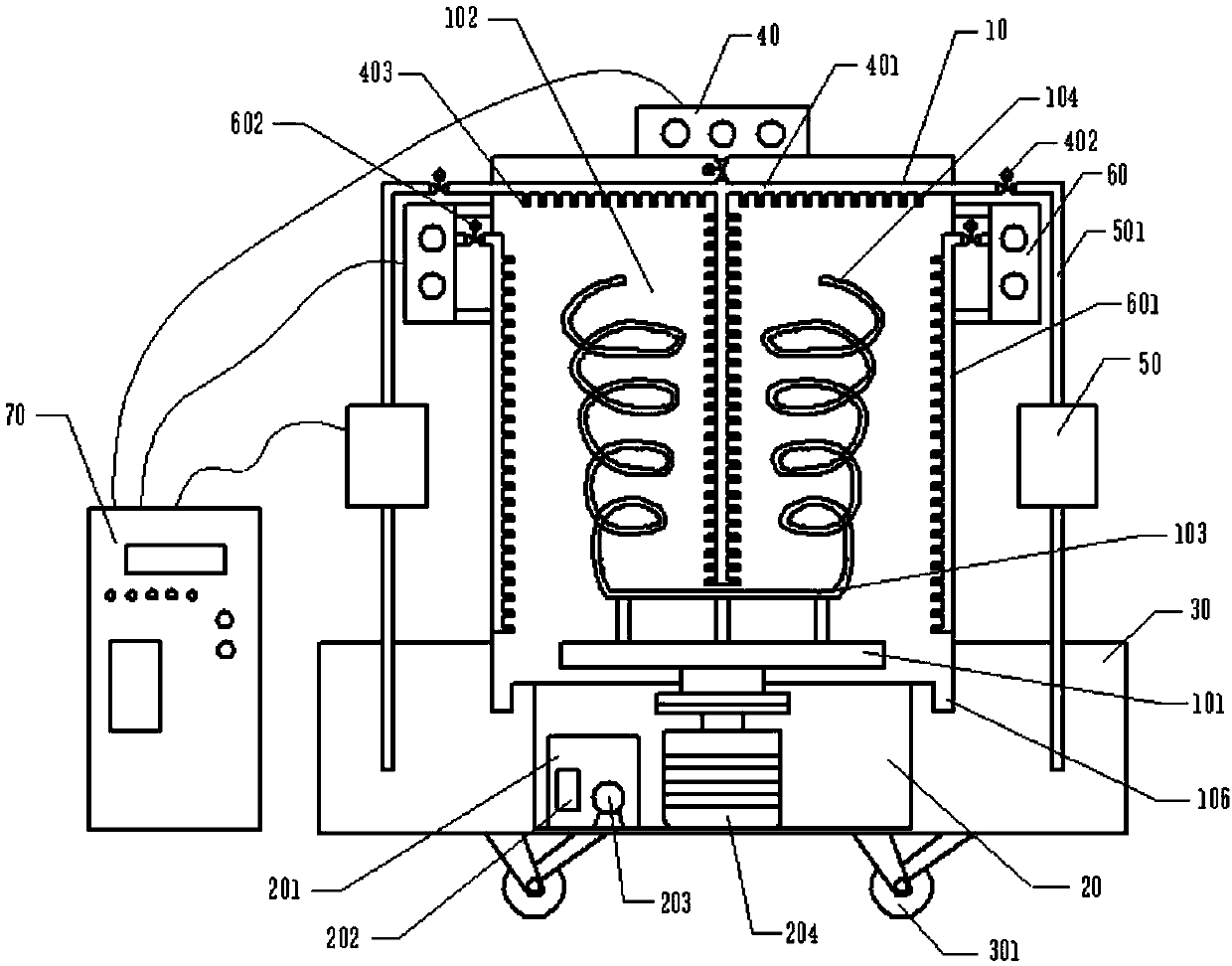 Dedusting and drying device for LED lamp