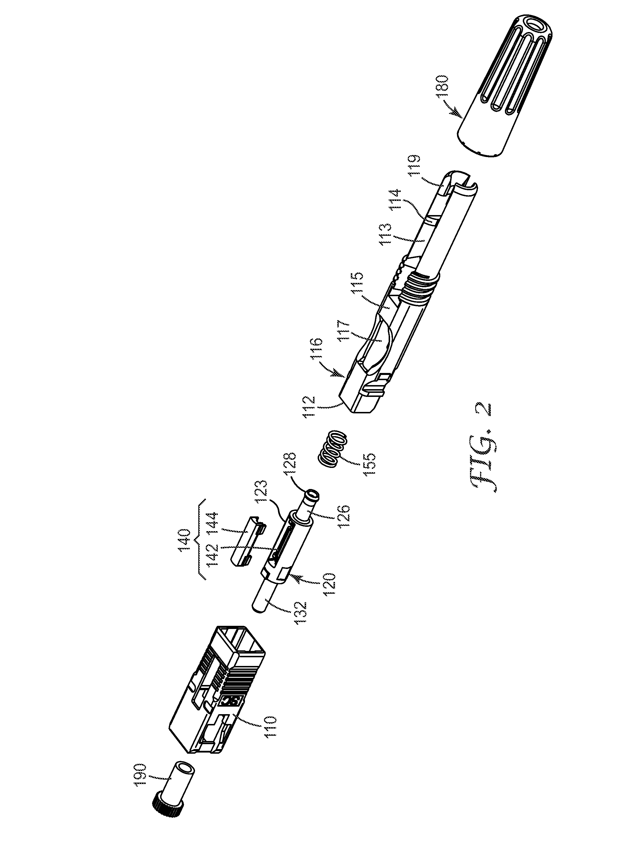 Field terminable optical fiber connector with splice element