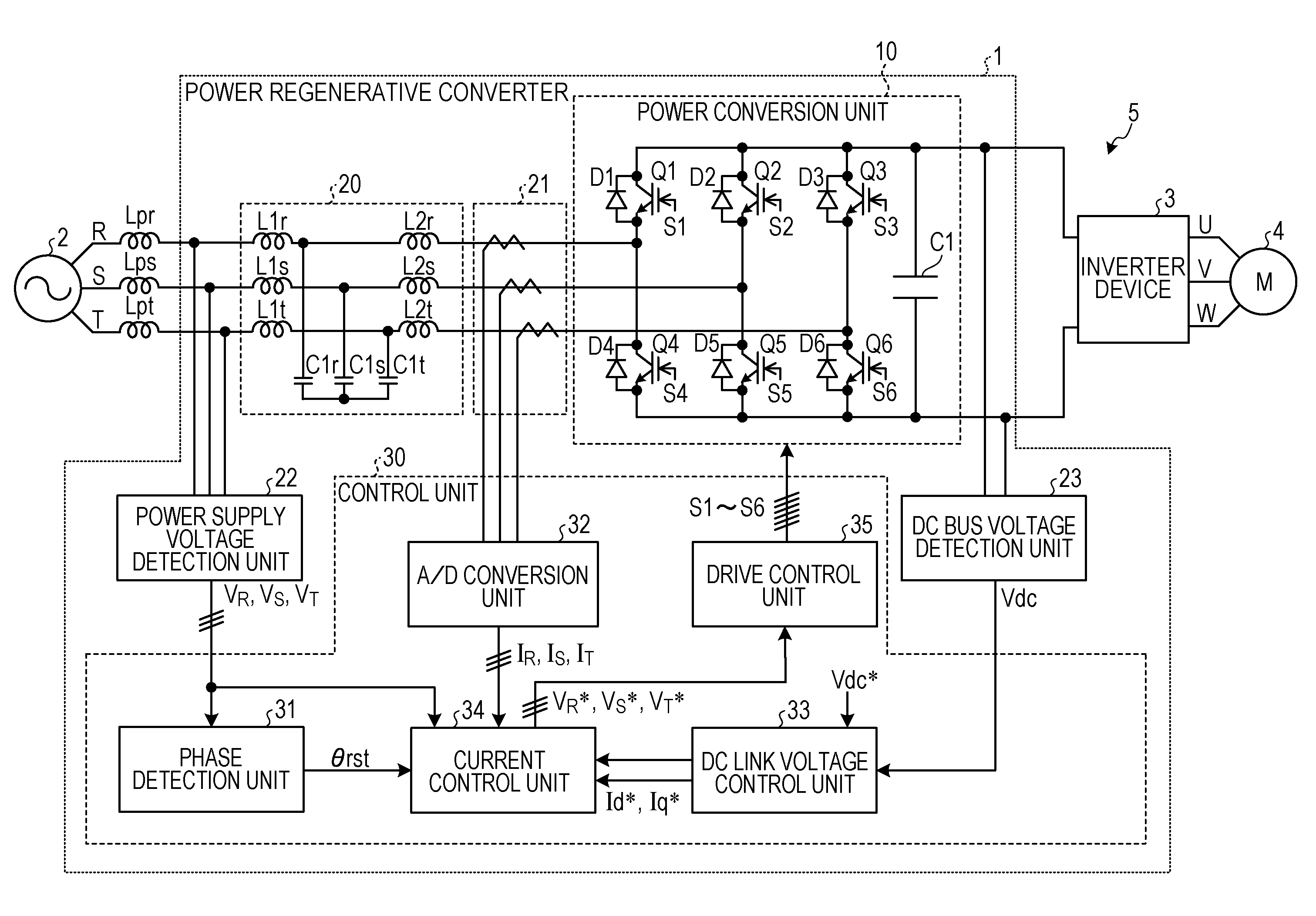 Power regenerative converter and power conversion apparatus