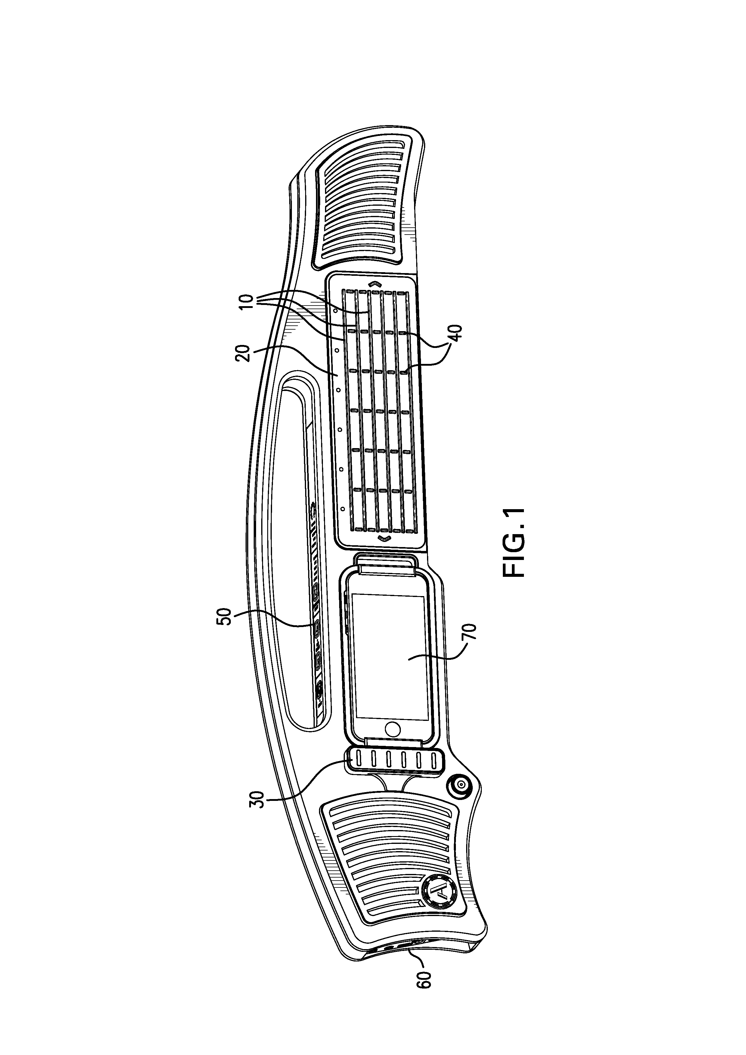 Ergonomic electronic musical instrument with pseudo-strings