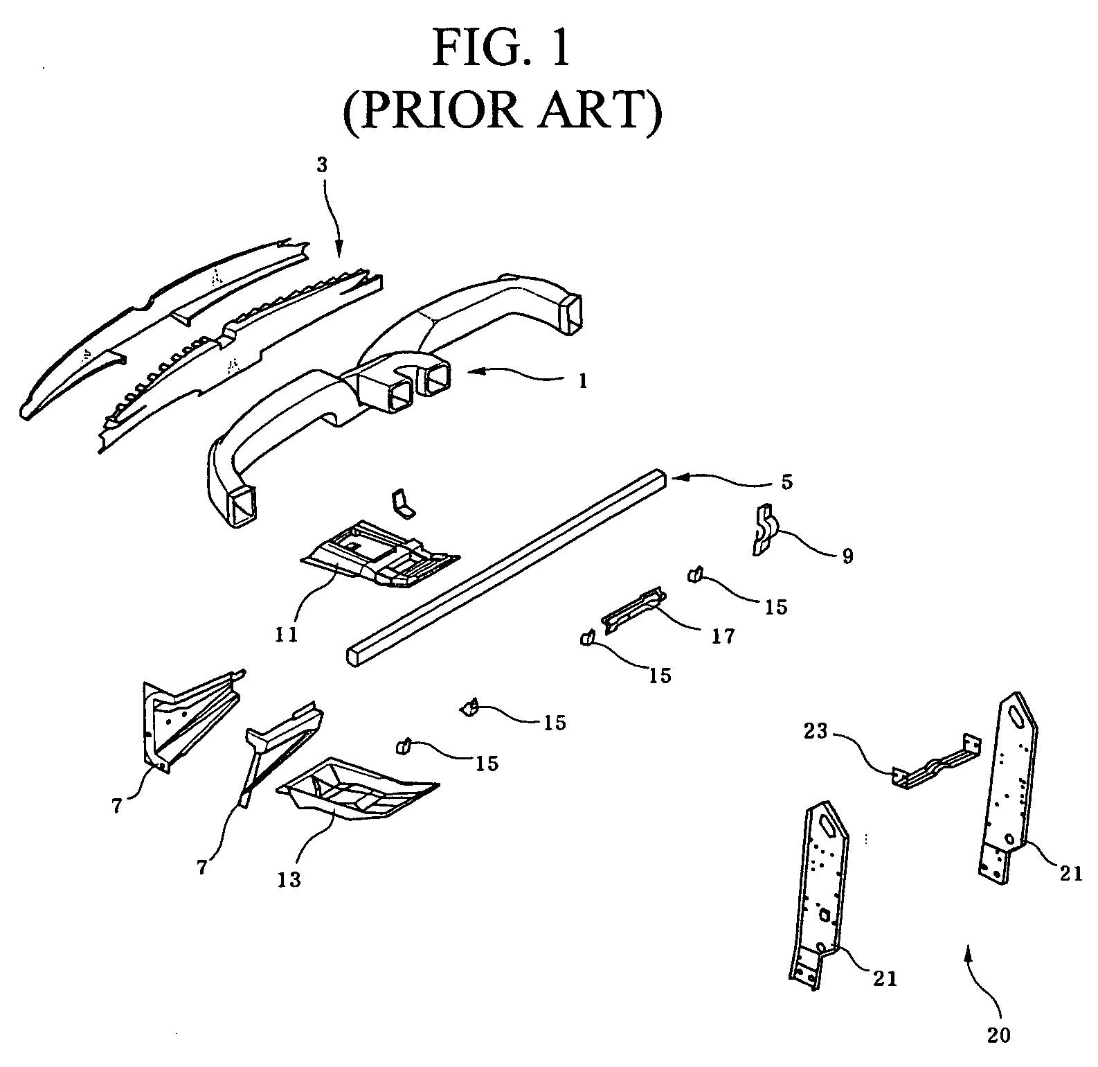 Vehicle air duct assembly of an integrated beam structure