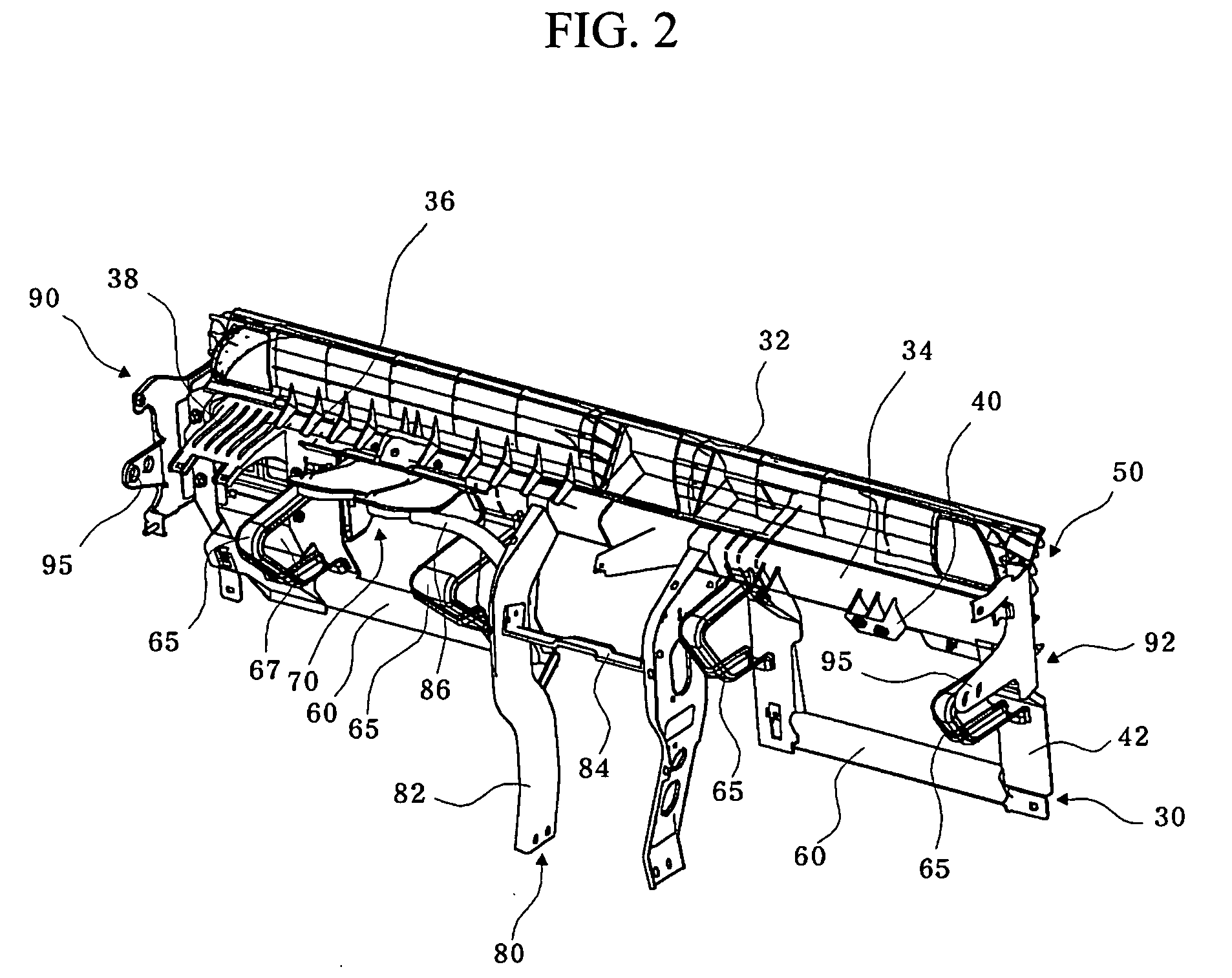 Vehicle air duct assembly of an integrated beam structure