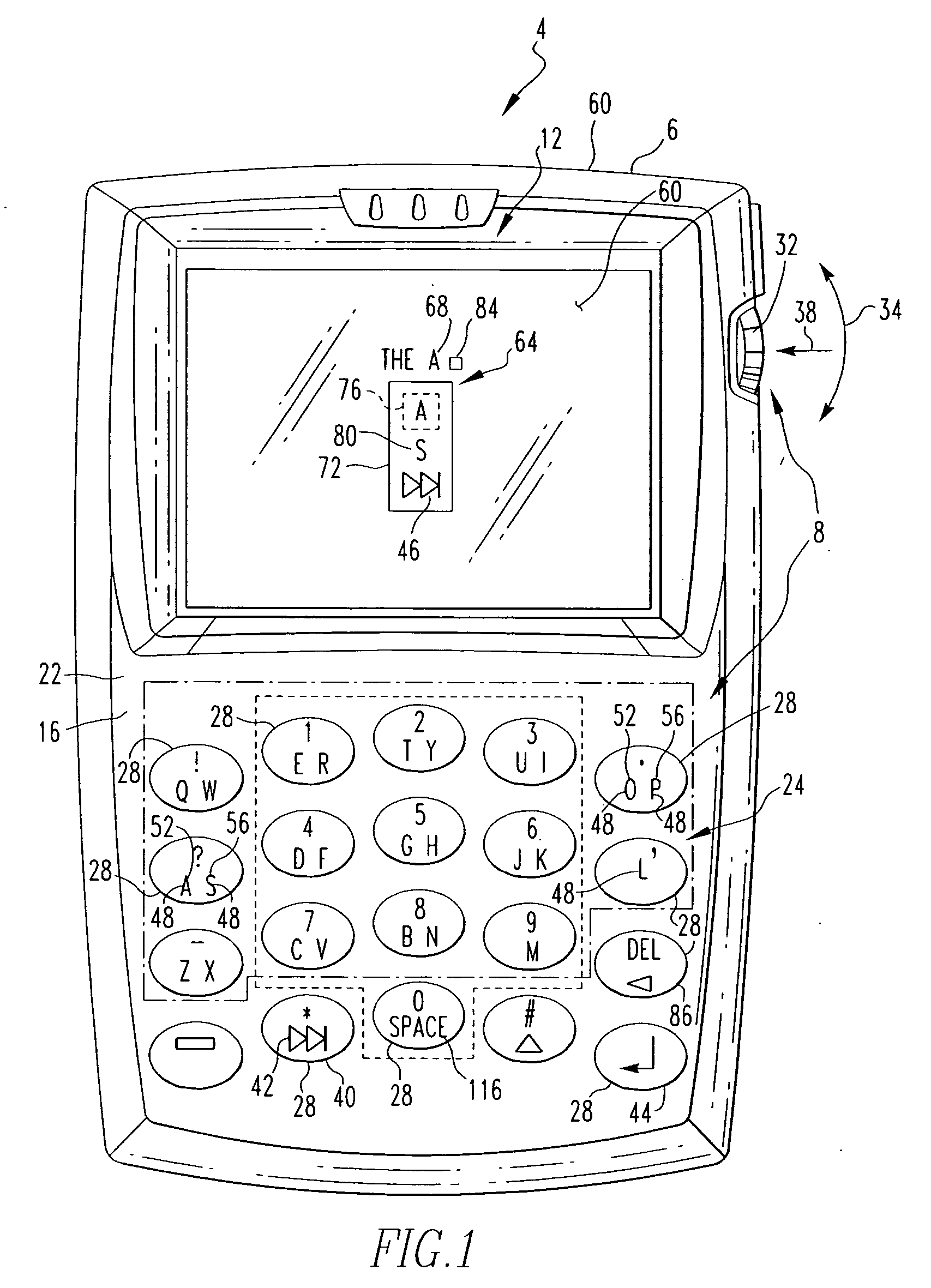 Handheld electronic device with text disambiguation