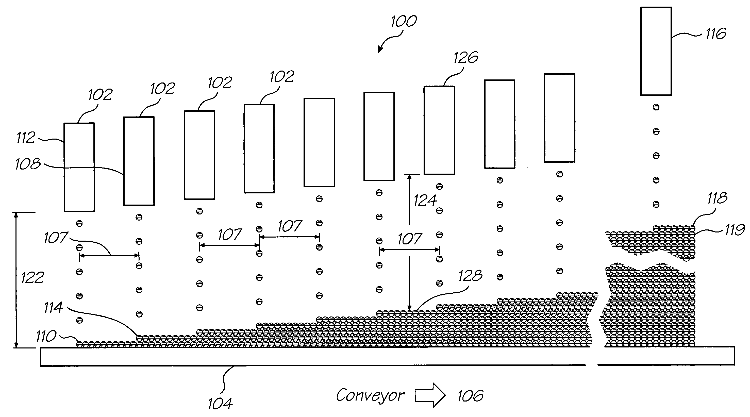 3-D object creation system using multiple materials in multiple layers