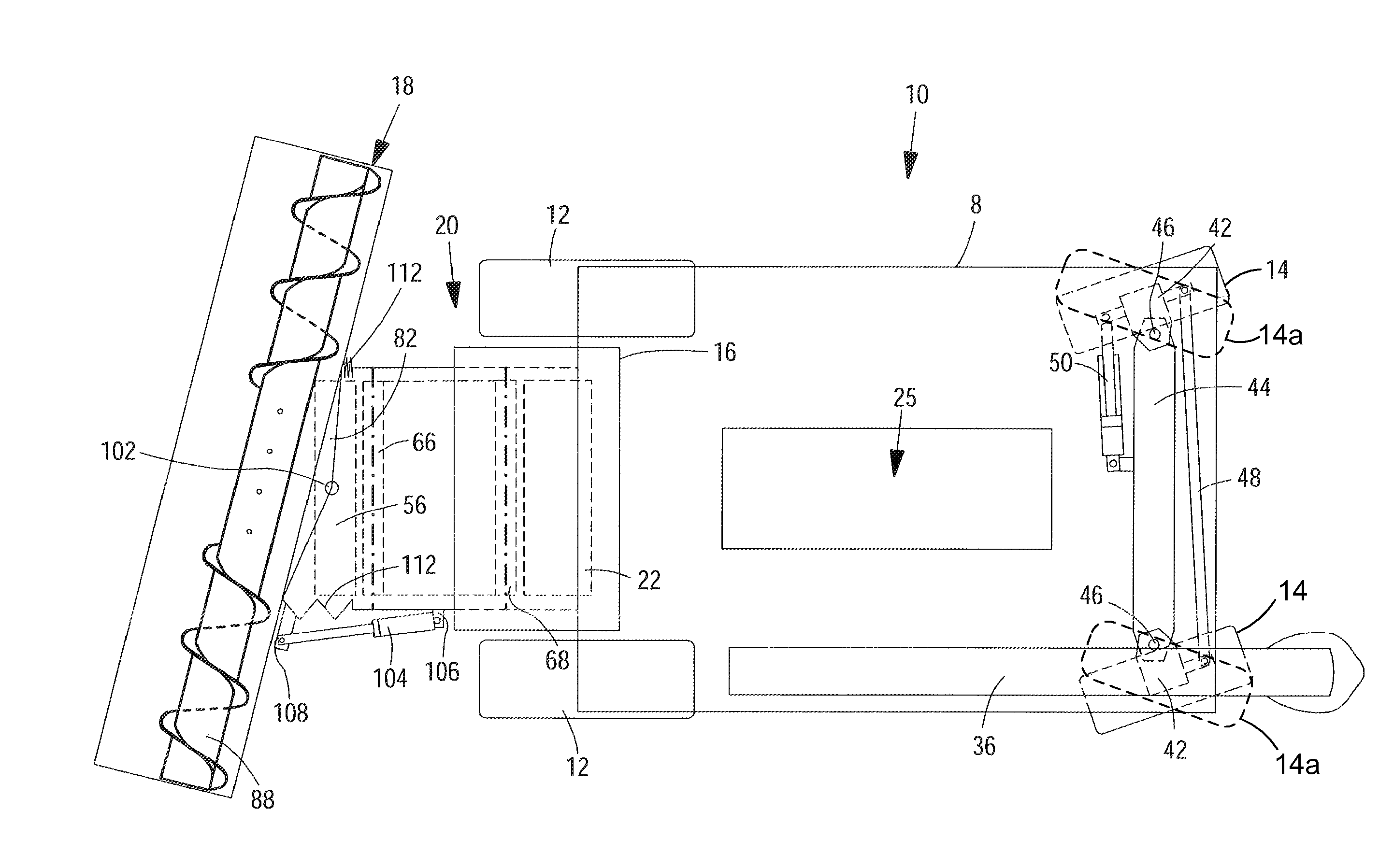 Self-propelled harvesting machine with a front harvesting attachment that can be pivoted about a vertical axis