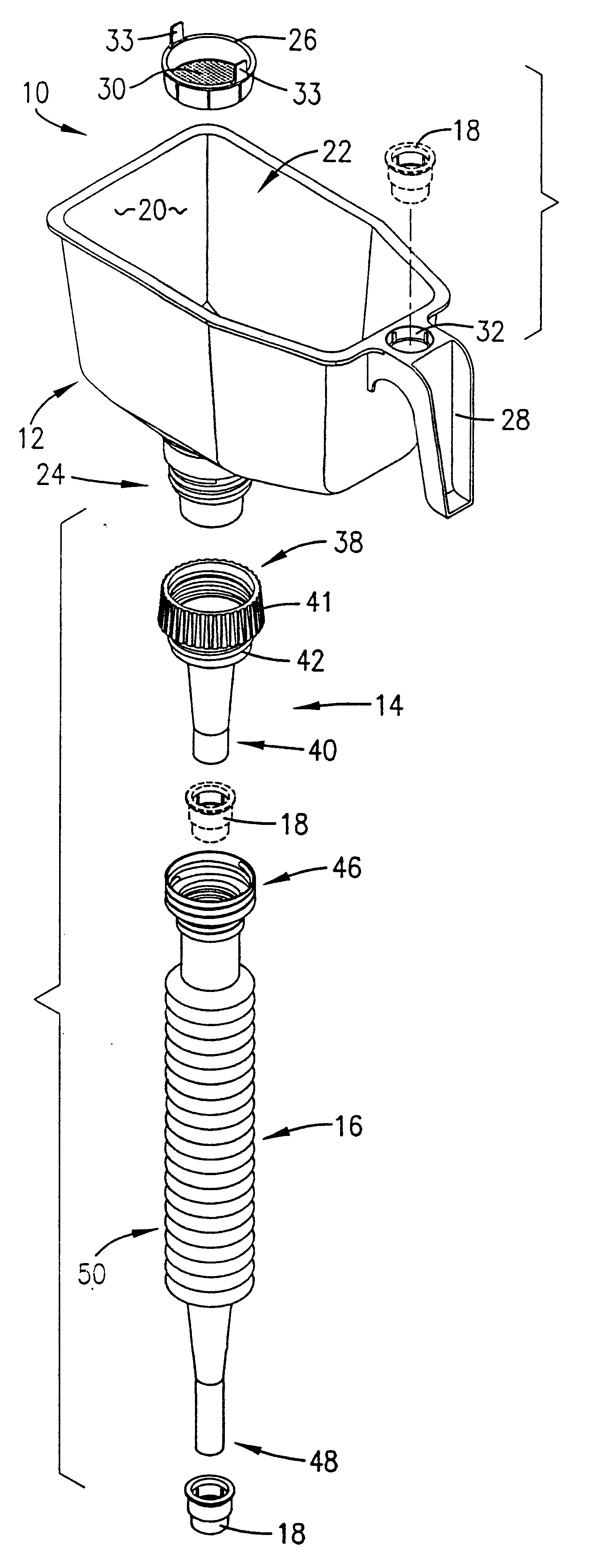 Versatile pouring system including a funnel and spouts