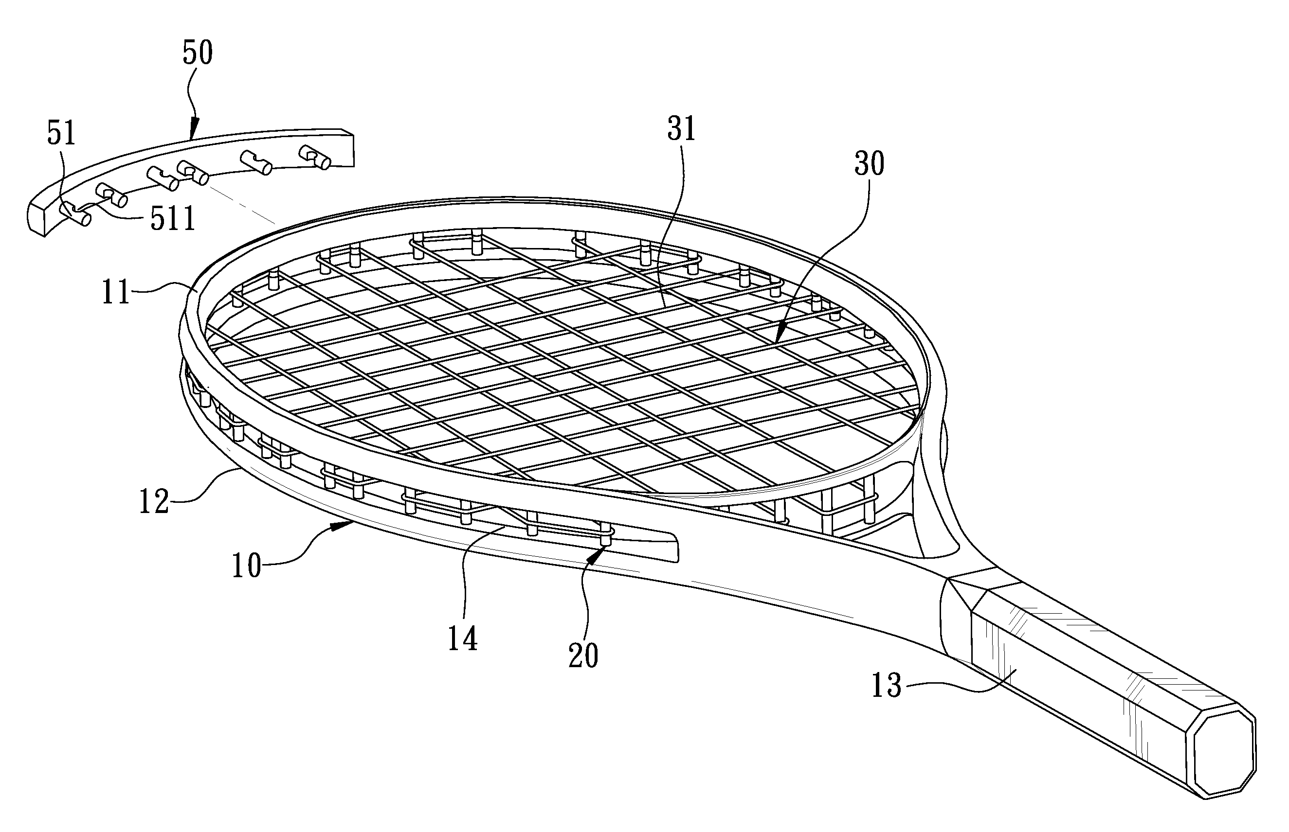 Netting framework of a fiber-made racket