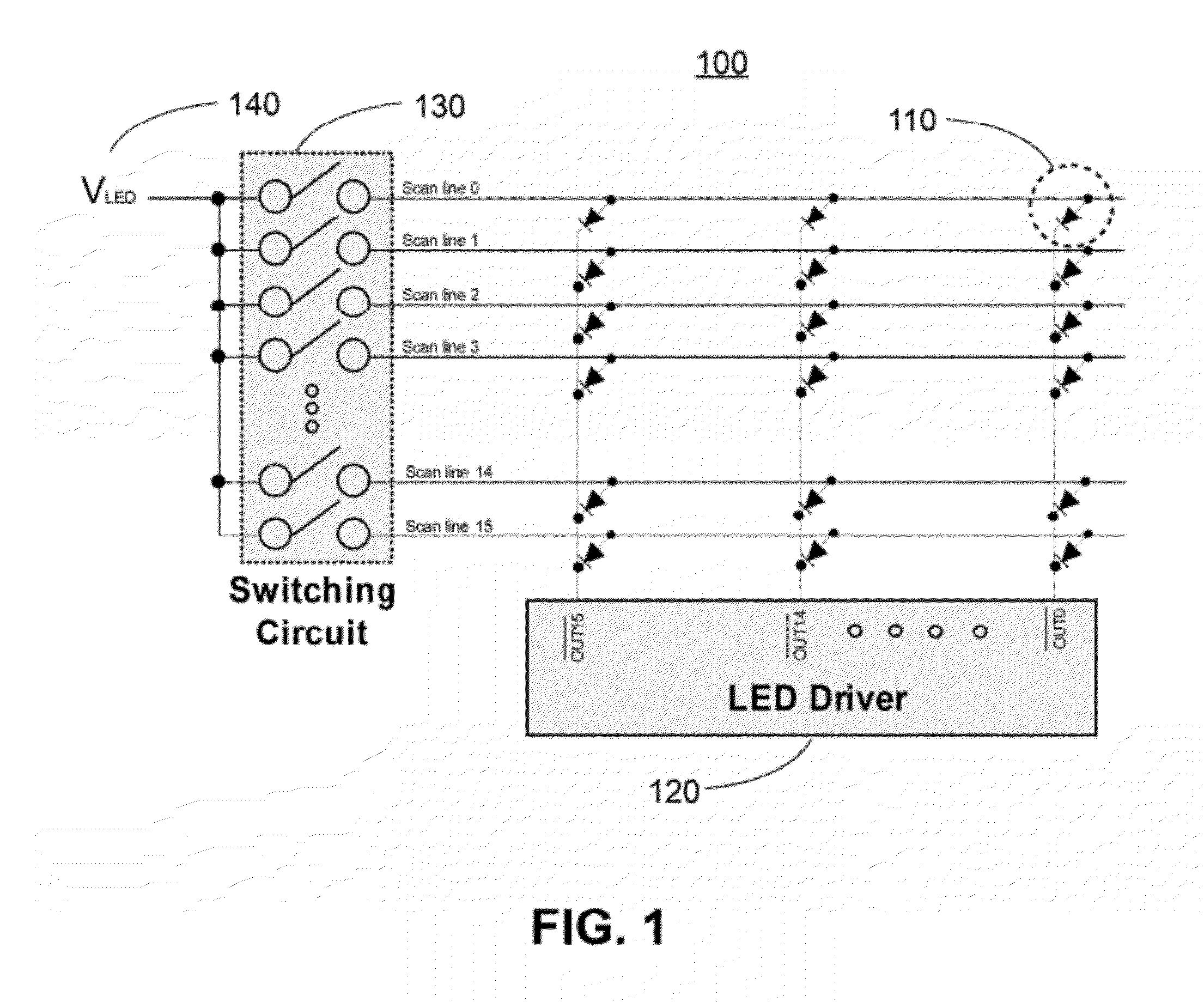 Circuits for eliminating ghosting phenomena in display panel having light emitters