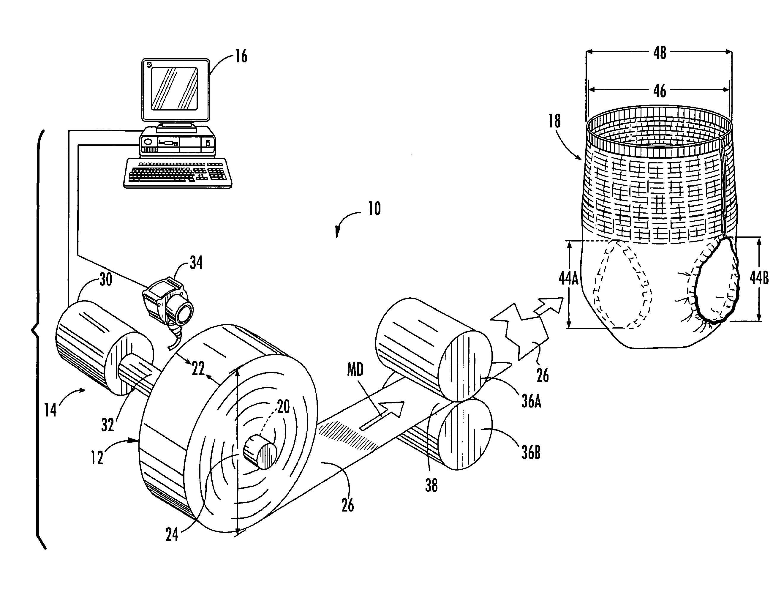 Through-roll profile unwind control system and method