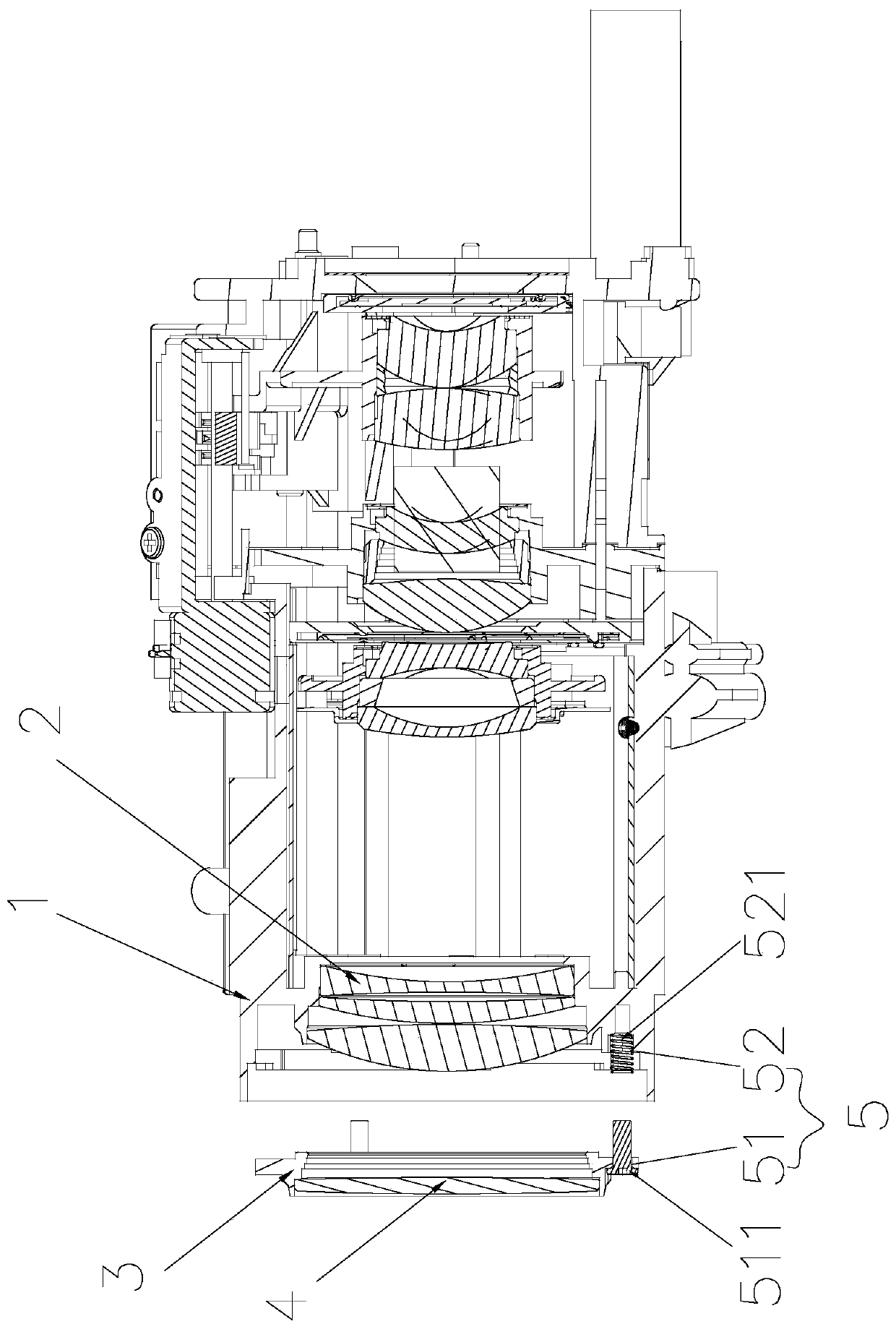 Structure for rapid adjustment of inclination of lens