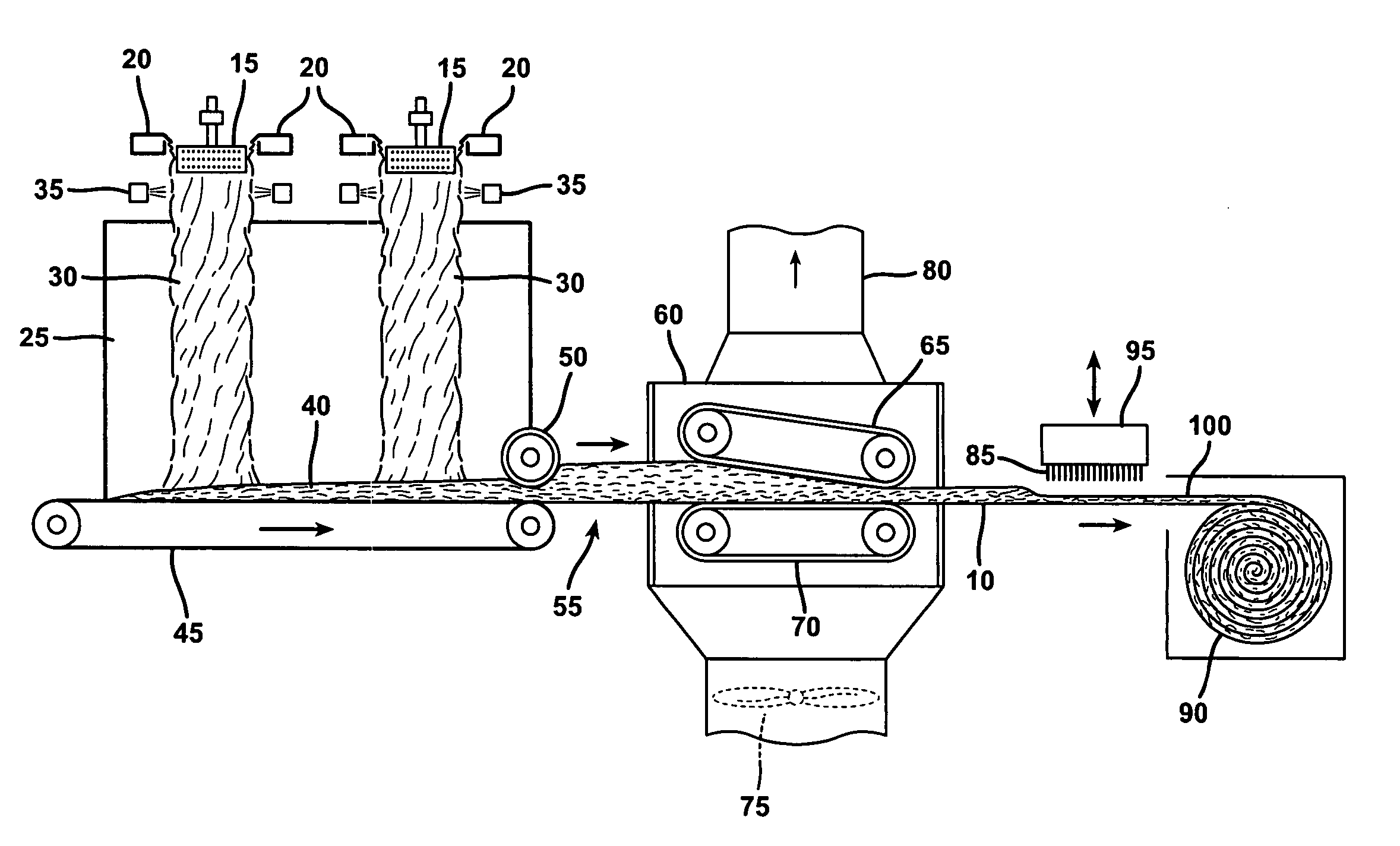 Thin rotary-fiberized glass insulation and process for producing same