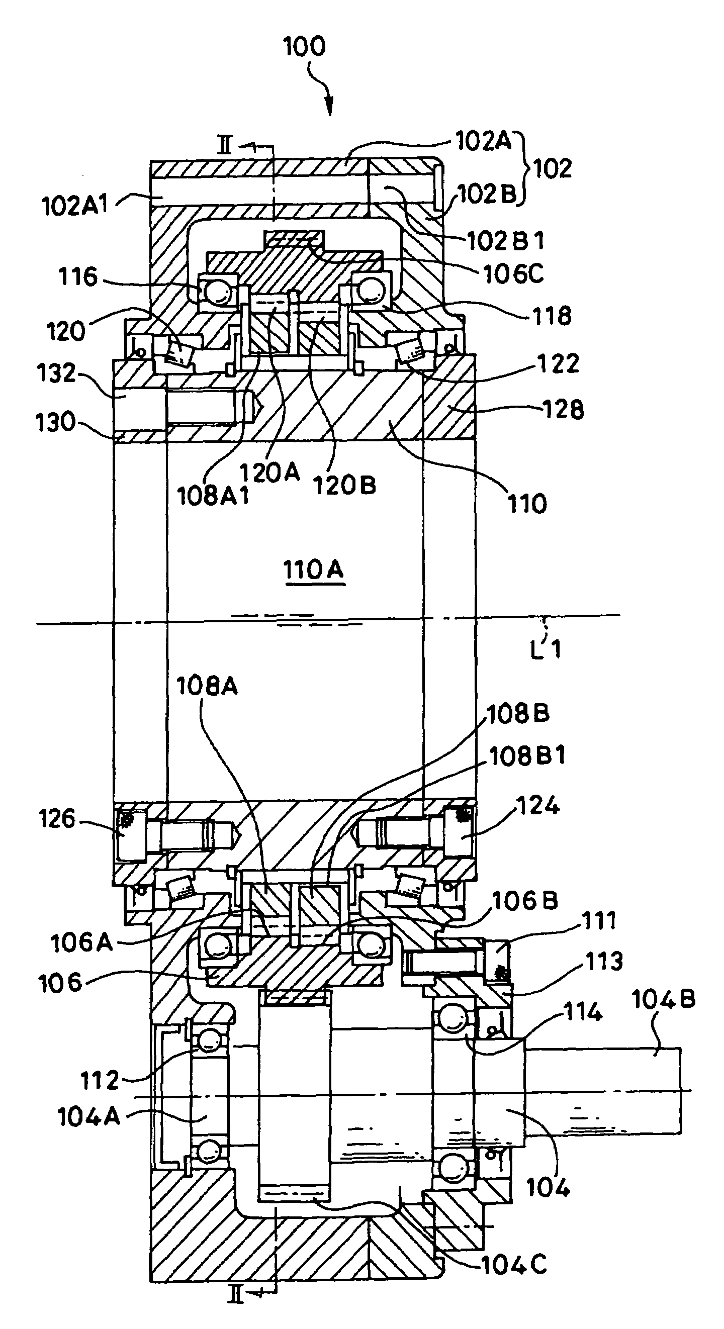 Internal teeth oscillating inner gearing planetary gear system