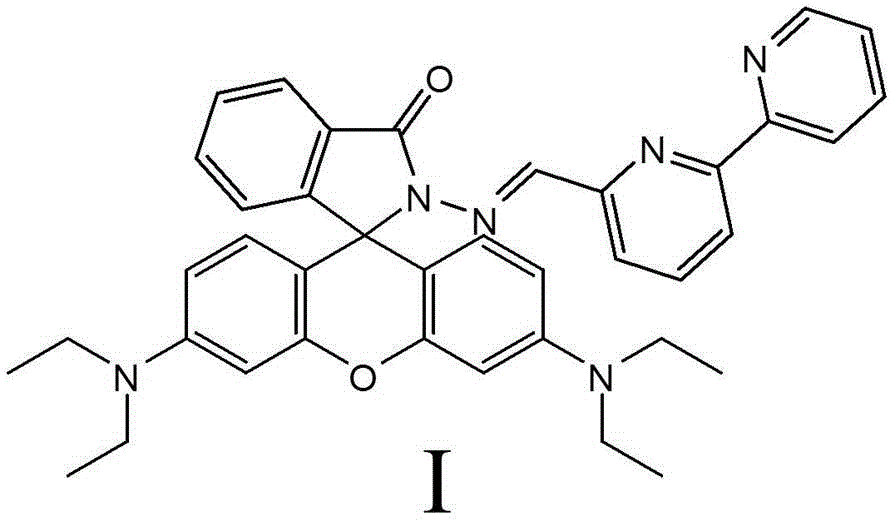 Preparation and application of mercury ion fluorescent probe compound based on rhodamine B