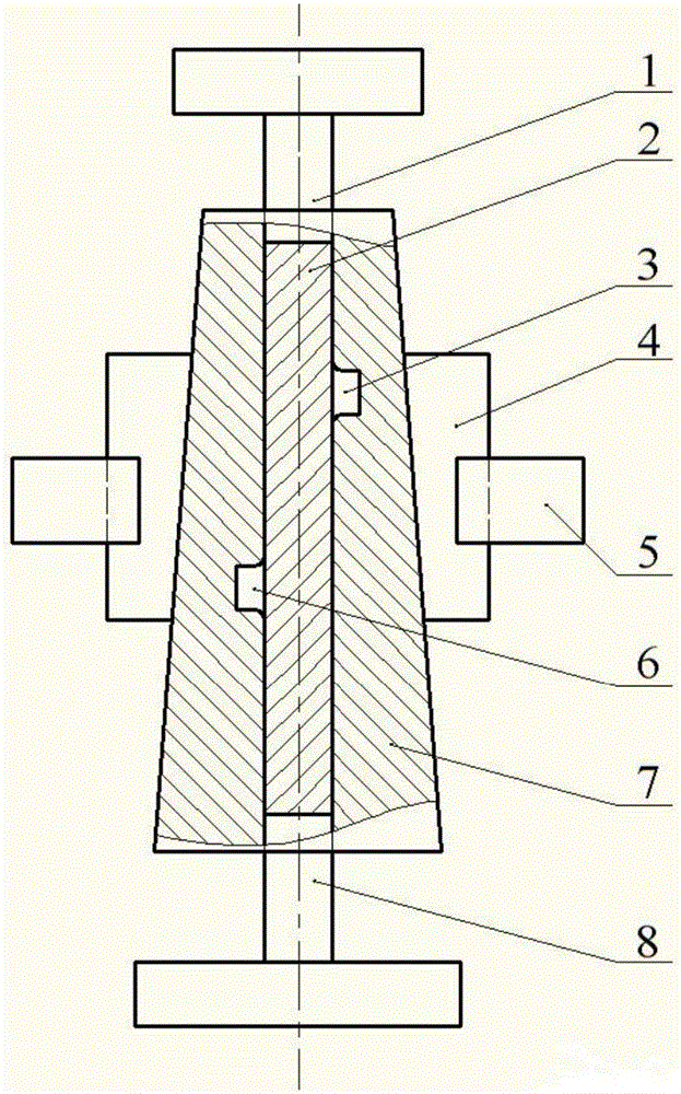 Extruding device and method for double-mouth and thick-wall pipe blank extrusion manufacturing