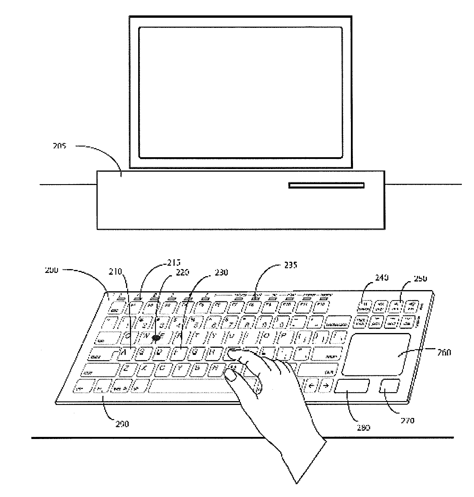 Cleanable touch and tap-sensitive keyboard