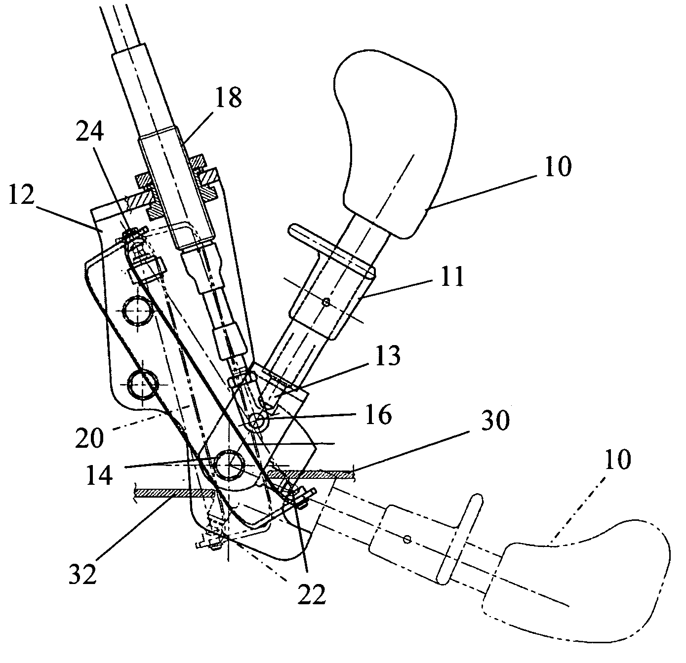 Toggle action lever