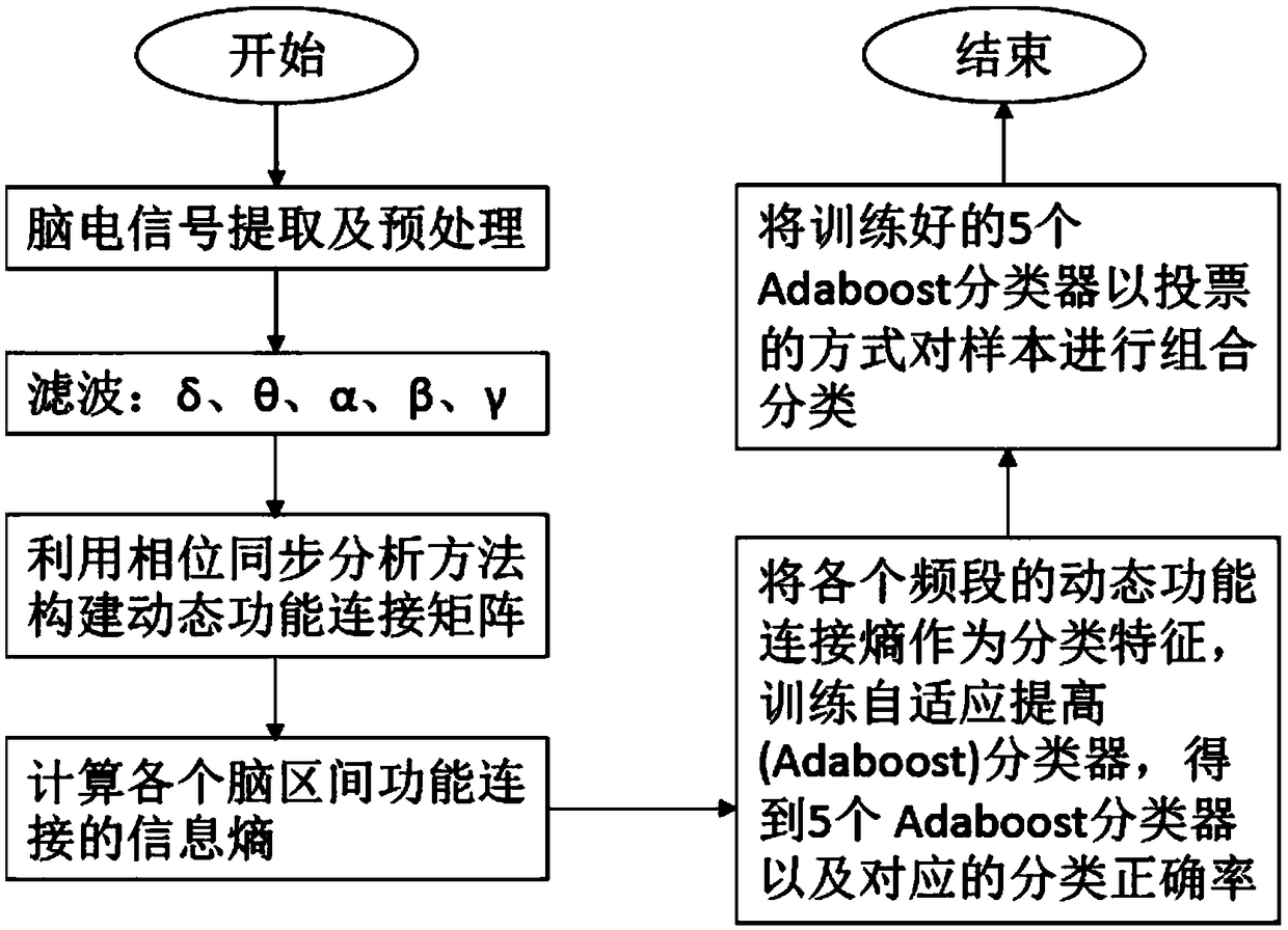 Brain electrical classification method for entropy value based on dynamic function connection