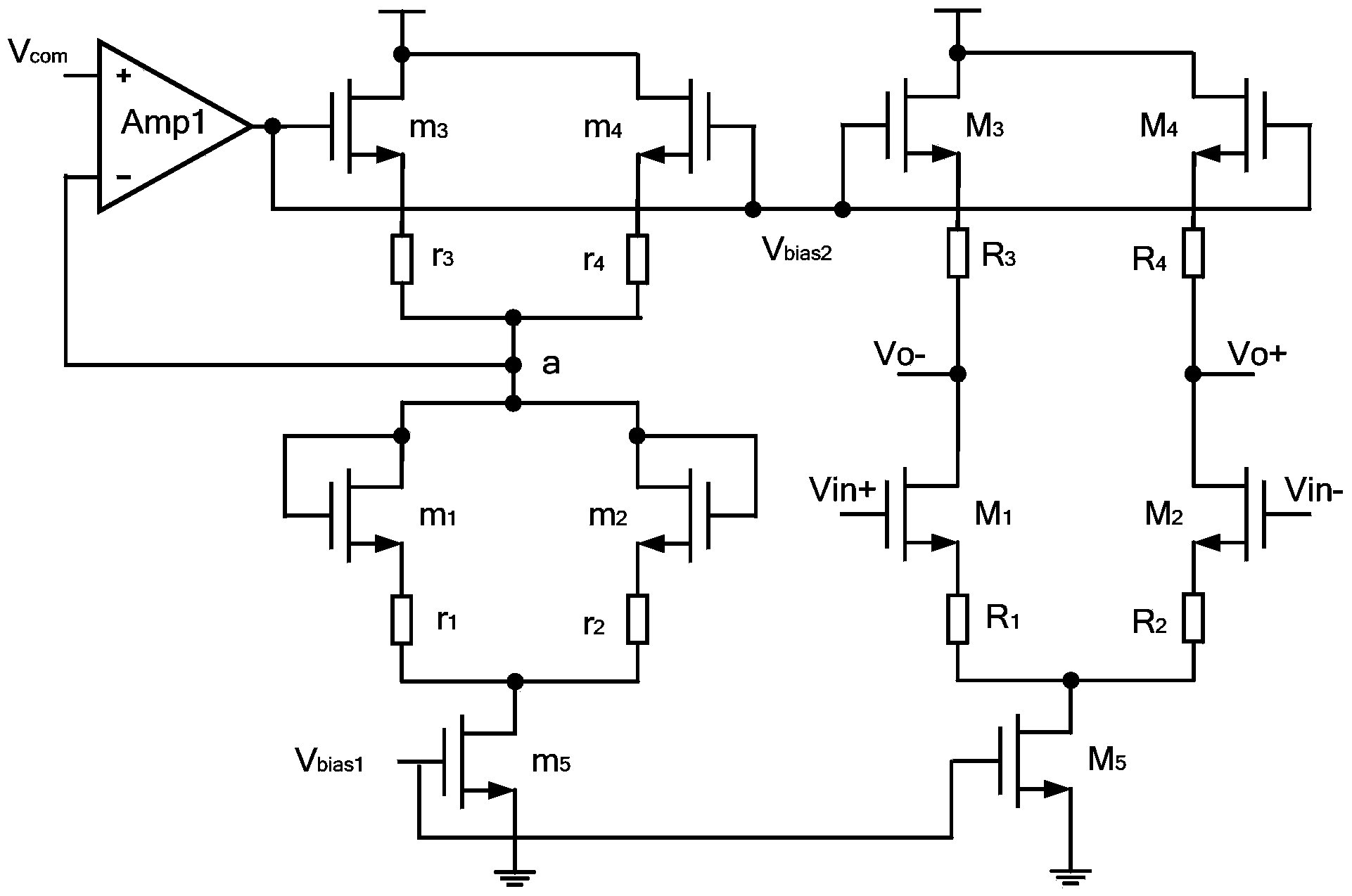 Open loop amplifier with stable output common-mode voltage